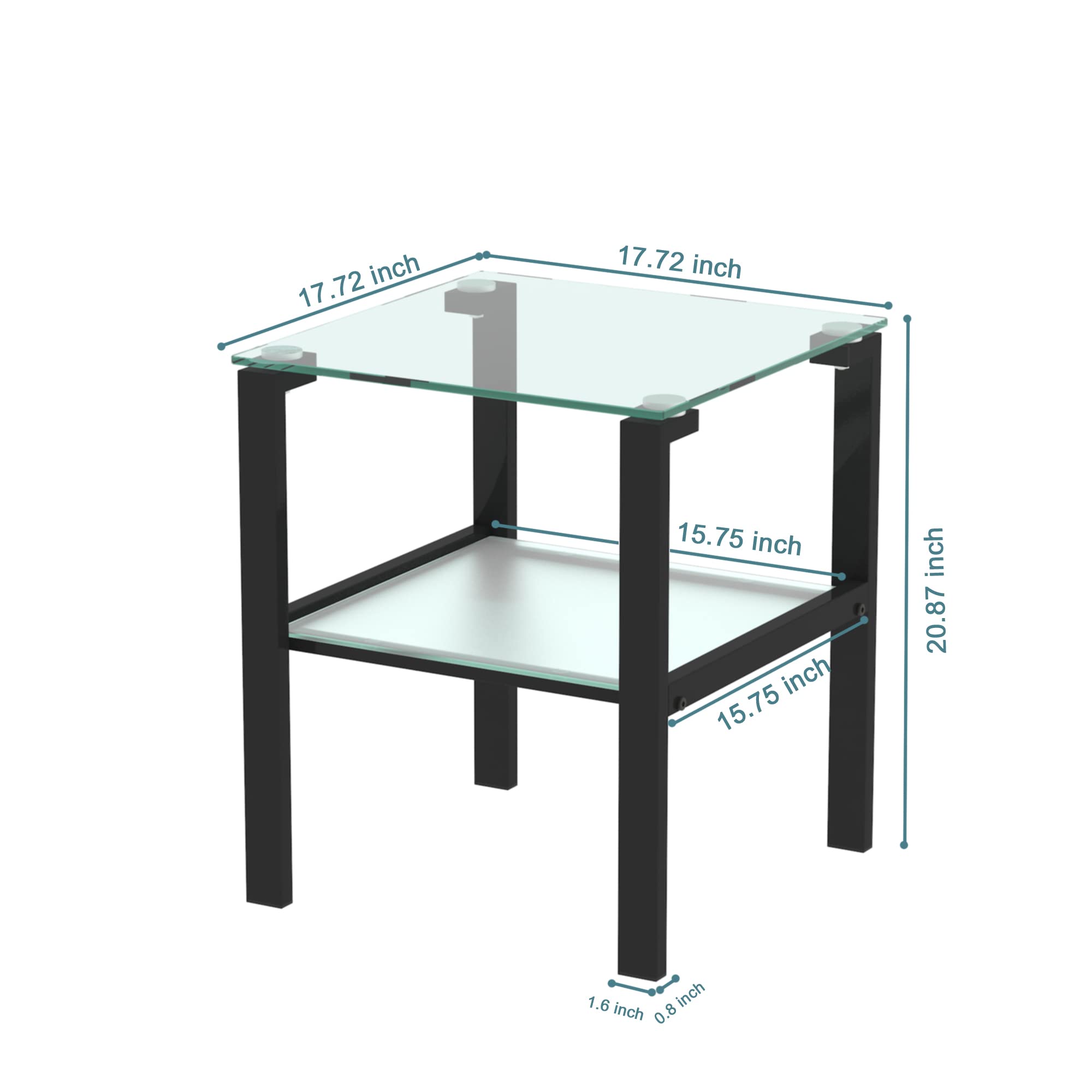 2-Tier Glass Coffee Table - Small Round Side Table for Living Room, Bedroom & Corner Spaces - Modern Black End Table for Tea, Books & Decor