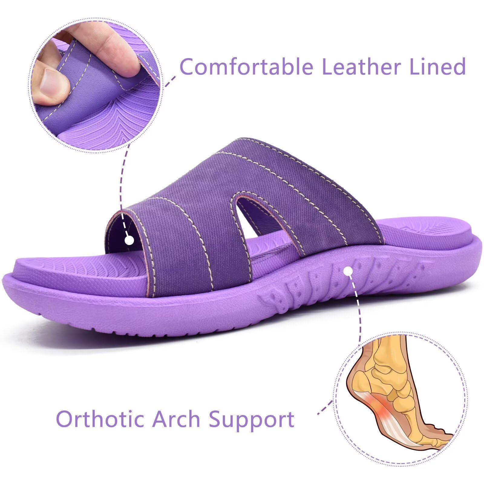 **KuaiLu Women's Orthotic Slides - Lightweight Athletic Sandals with Arch Support for Plantar Fasciitis - Comfortable Yoga Mat Slippers for Home, Gym & Travel**