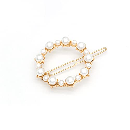 HOMEMATES 3 Pcs Pearl Hair Clips for Women - Rhinestone Crystal Letter Hair Pins, Golden Hair Clips for Girls & Women, Elegant Hair Accessories for Parties, Weddings & Daily Wear (Random Style)