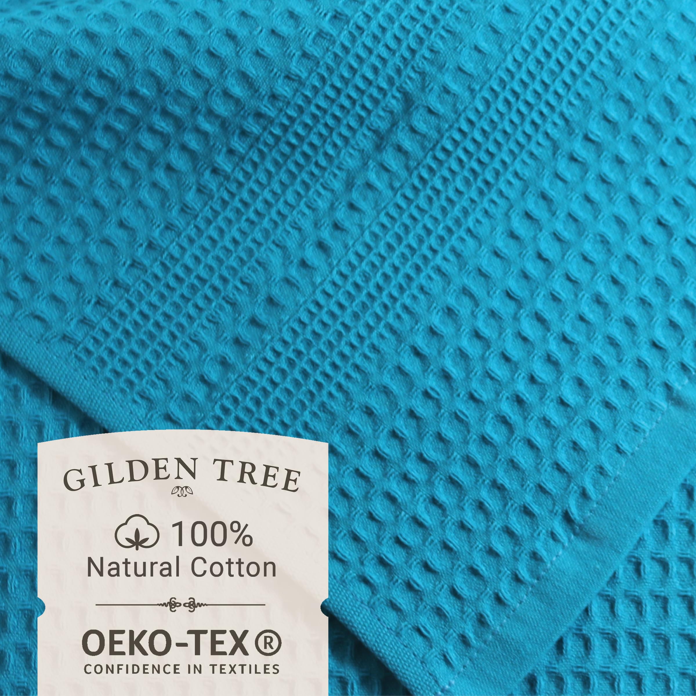 GILDEN TREE Quick Dry Waffle Towel Set - 2 Bath Towels, 2 Hand Towels & 2 Washcloths | Ultra Absorbent, Lightweight & Soft | Classic Aqua Color | Perfect for Bathroom, Spa & Beach Use