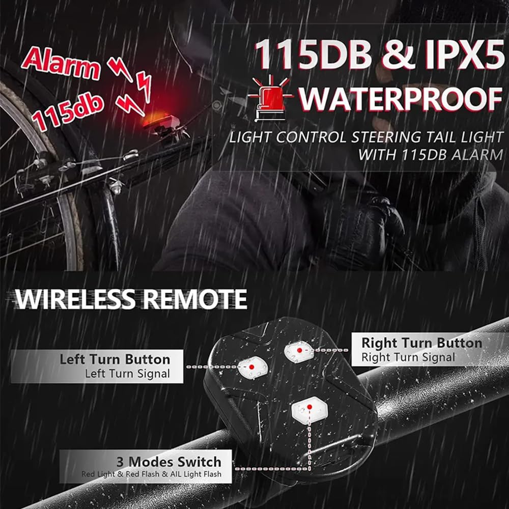 USB Rechargeable Bike Lights with Turn Signals - Ultra Bright Waterproof Bicycle Tail Light for Safety Cycling, Scooters & Night Riding | Perfect for Commuting, Urban Biking & Outdoor Adventures
