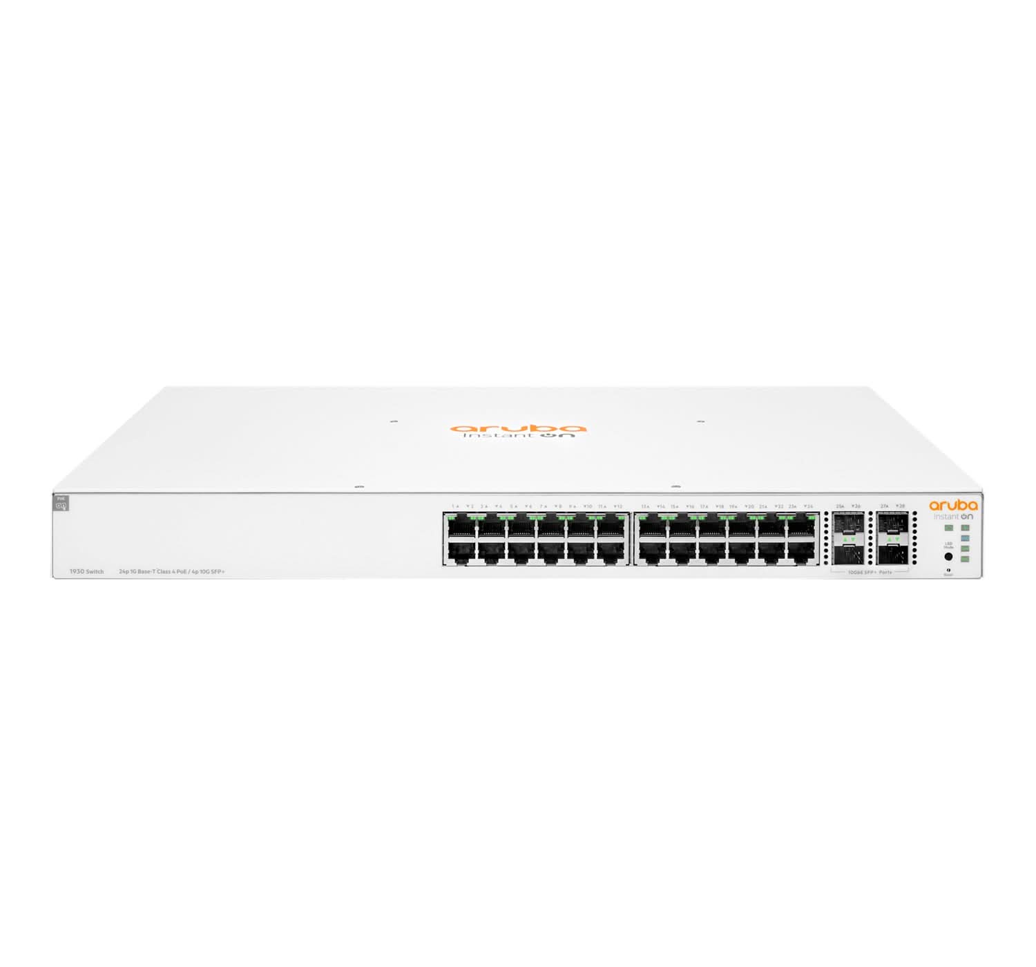 Aruba Instant On 1930 24-Port Gigabit PoE+ Switch | 370W Power | 4 SFP/SFP+ Slots | L2+ Managed | 1U Rackmount | JL684B - Ideal for Small Business Networks & Smart Office Deployments