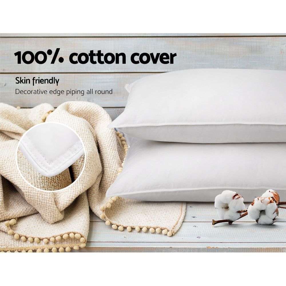 Premium Giselle Bedding Goose Feather Down Pillow Twin Pack - Soft & Supportive for Side Sleepers, Hotel Luxury Feel - Perfect for Bedroom, Guest Room & Travel