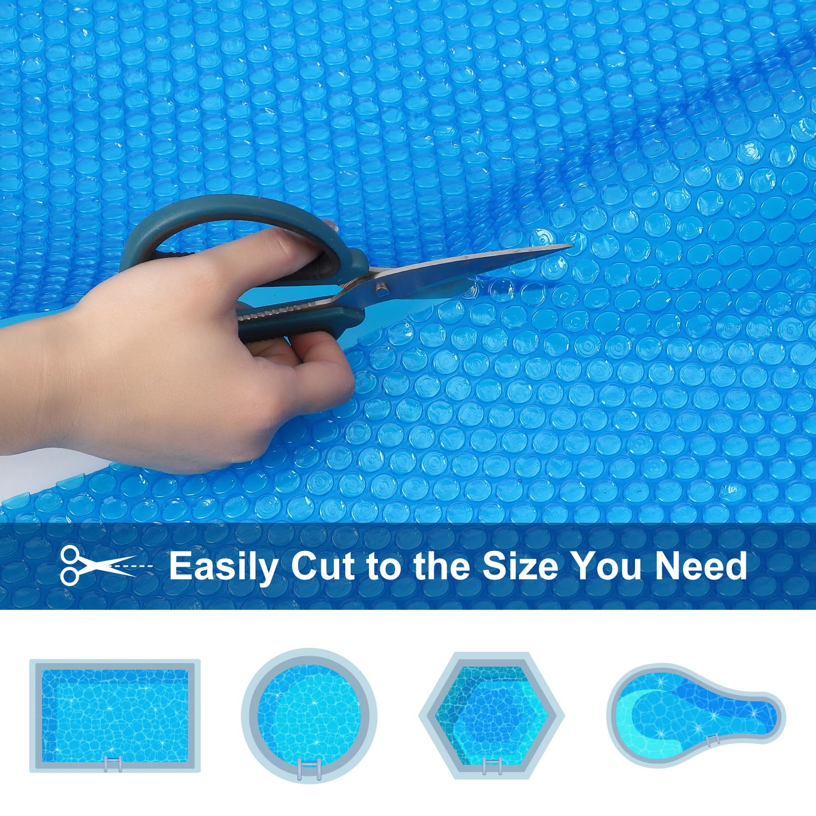 GARVEE 16x32 Solar Pool Cover for Inground & Above Ground Pools - 12Mil Rectangle Sun Heater Blanket, Heat Retention Swimming Pool Cover (Blue, 16ft x 32ft) - Perfect for Extending Swimming Season & Reducing Water Evaporation