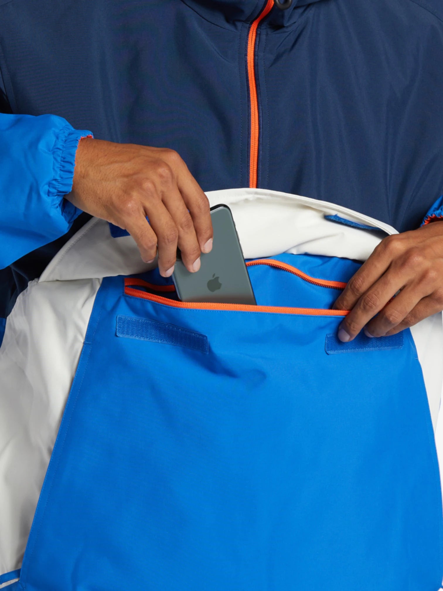 DC Snow Nexus Anorak Jacket - Blue, White & Orange - Waterproof Winter Coat for Men & Women - Perfect for Skiing, Snowboarding & Outdoor Adventures