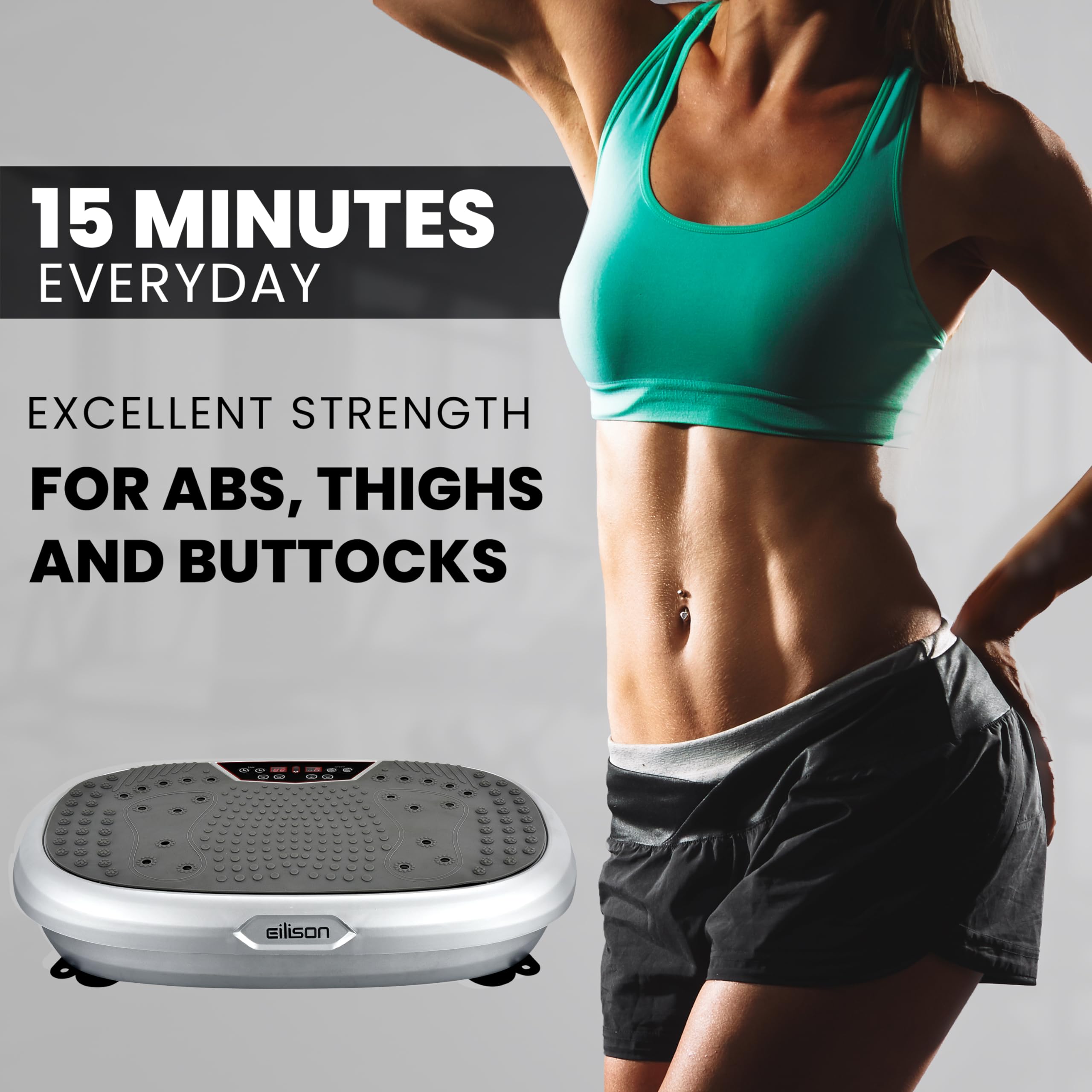EILISON FitMax 3D XL Vibration Plate Exercise Machine - Whole Body Vibration Platform with Resistance Bands for Weight Loss, Toning & Lymphatic Drainage - Home Gym Equipment for Fitness, Recovery & Wellness - Perfect for Small Spaces & Home Workouts