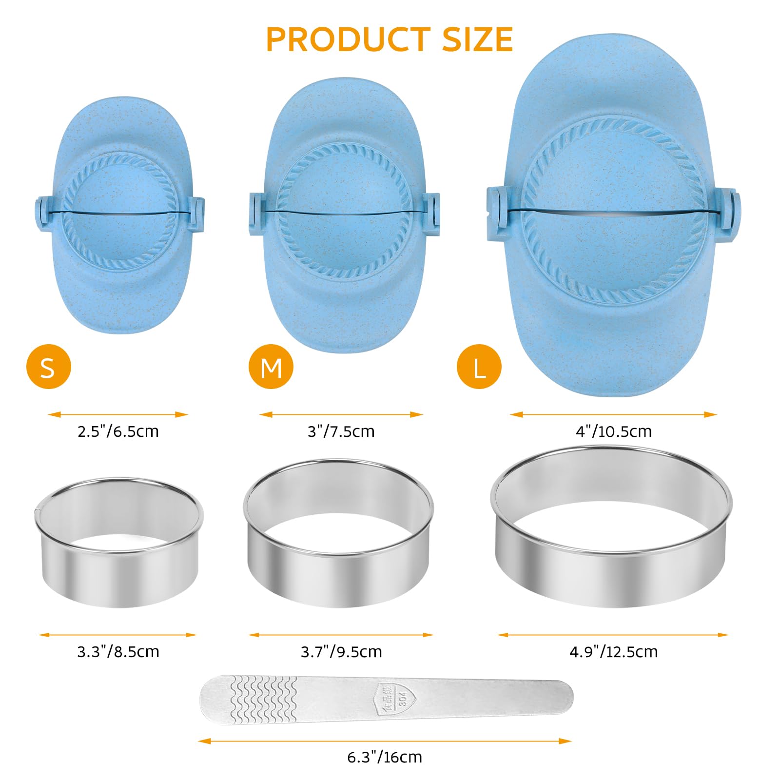 7-Piece Dumpling Making Kit - All-in-One Empanada & Gyoza Maker Set with Press Molds & Ring Cutters - Blue Kitchen Accessories for Asian Cooking - Perfect Gift for Home Chefs & Family Cooking Fun