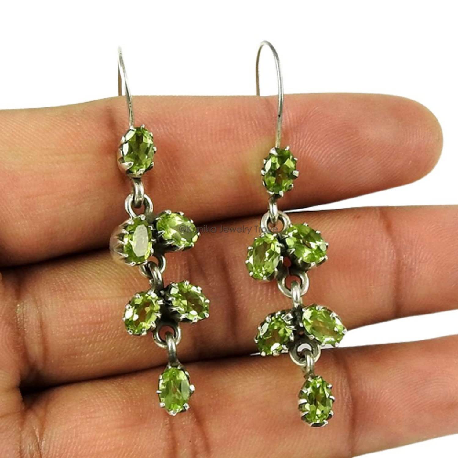 Kanika Jewelry Trove 925 Sterling Silver Peridot Handmade Drop Dangle Earrings for Women & Girls | Elegant Gift for Birthday, Anniversary & Special Occasions