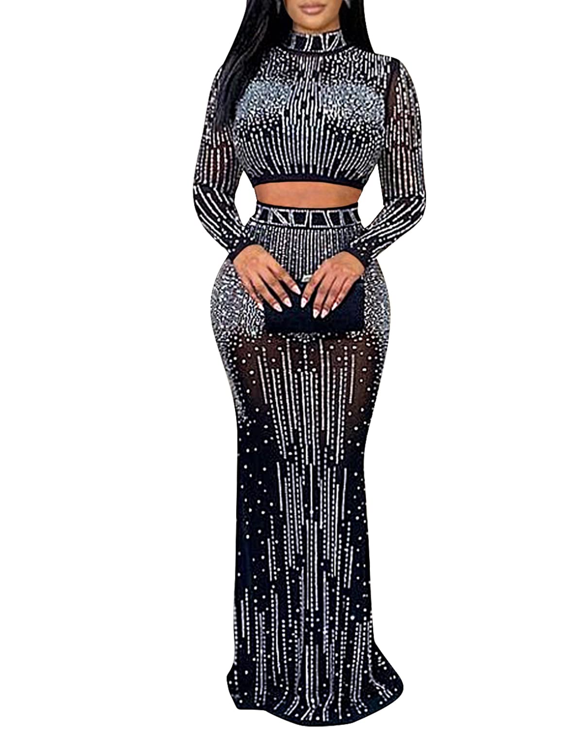 Zoctuo Women's Rhinestone Sparkly Party Dress - Elegant Sexy Club Night Outfits for Birthday, Evening Events & Special Occasions