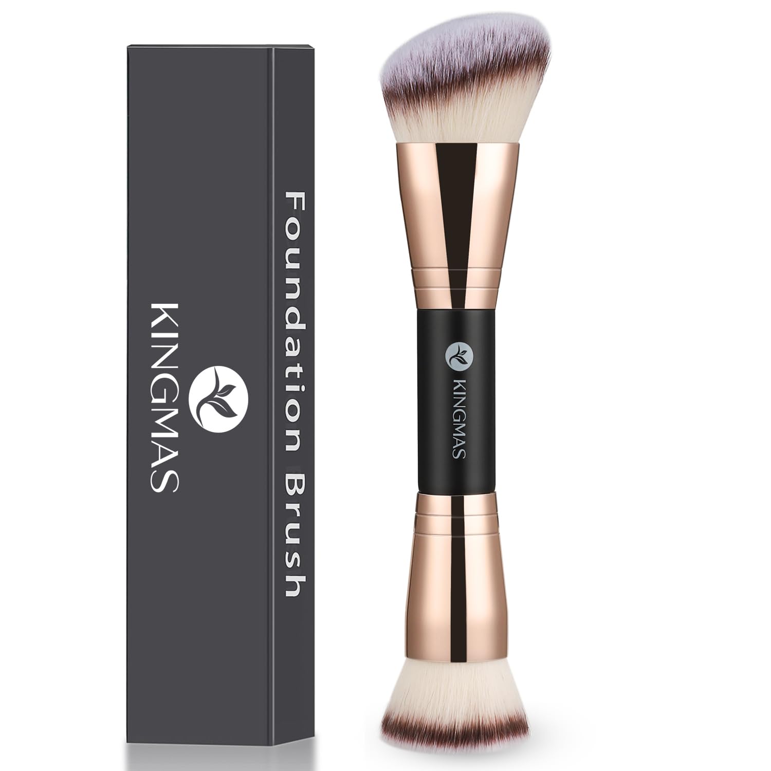 KINGMAS Kabuki Makeup Brush - Double-Ended for Liquid & Powder Foundation - Perfect for Blending & Contouring
