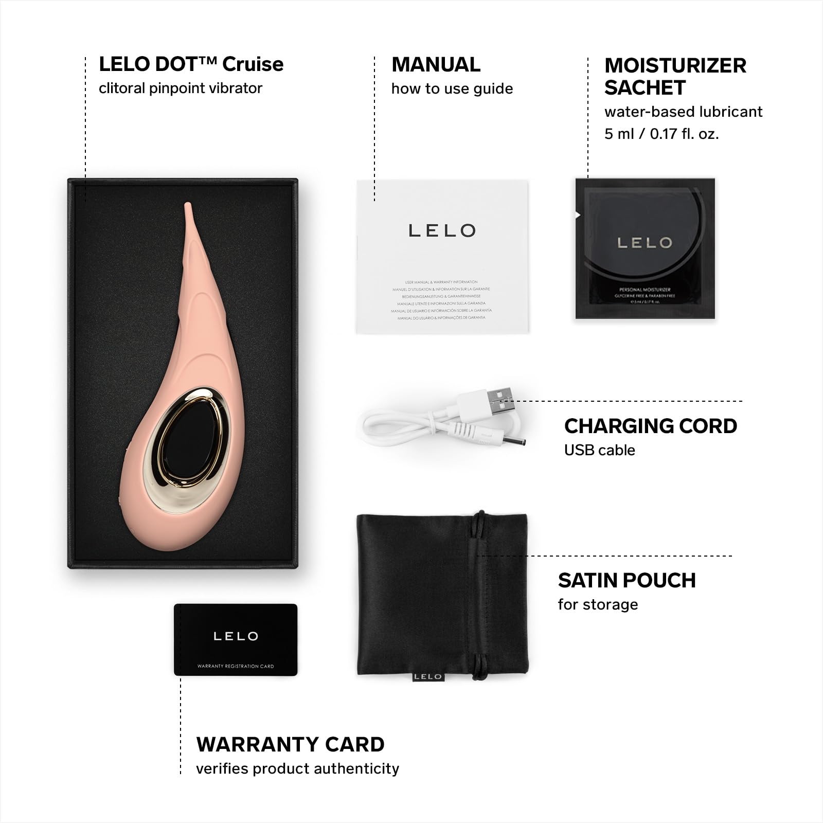 LELO DOT Cruise High Frequency Clitoral Vibrator with Elliptic Motion & 8 Pinpoint Stimulation - Cruise Control Technology for Consistent Pleasure - Premium Female Sex Toy in Peach - Perfect for Solo Play & Couples Intimacy