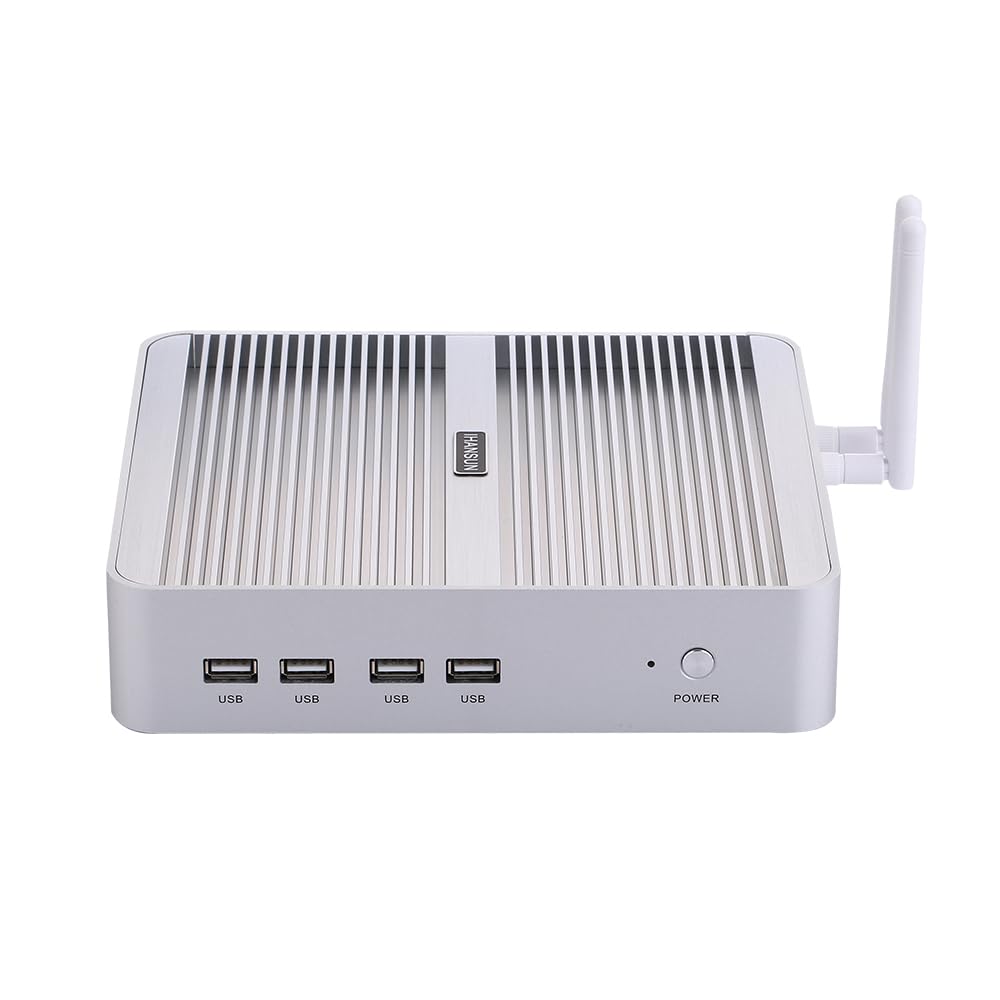 HUNSN Fanless Mini PC - Intel Core i5 1235U, 64GB RAM, 256GB SSD + 1TB HDD, Windows 11/Linux Ubuntu, HDMI/VGA, 8 USB Ports - Compact Desktop Computer for Home Theater, Office Work & Gaming