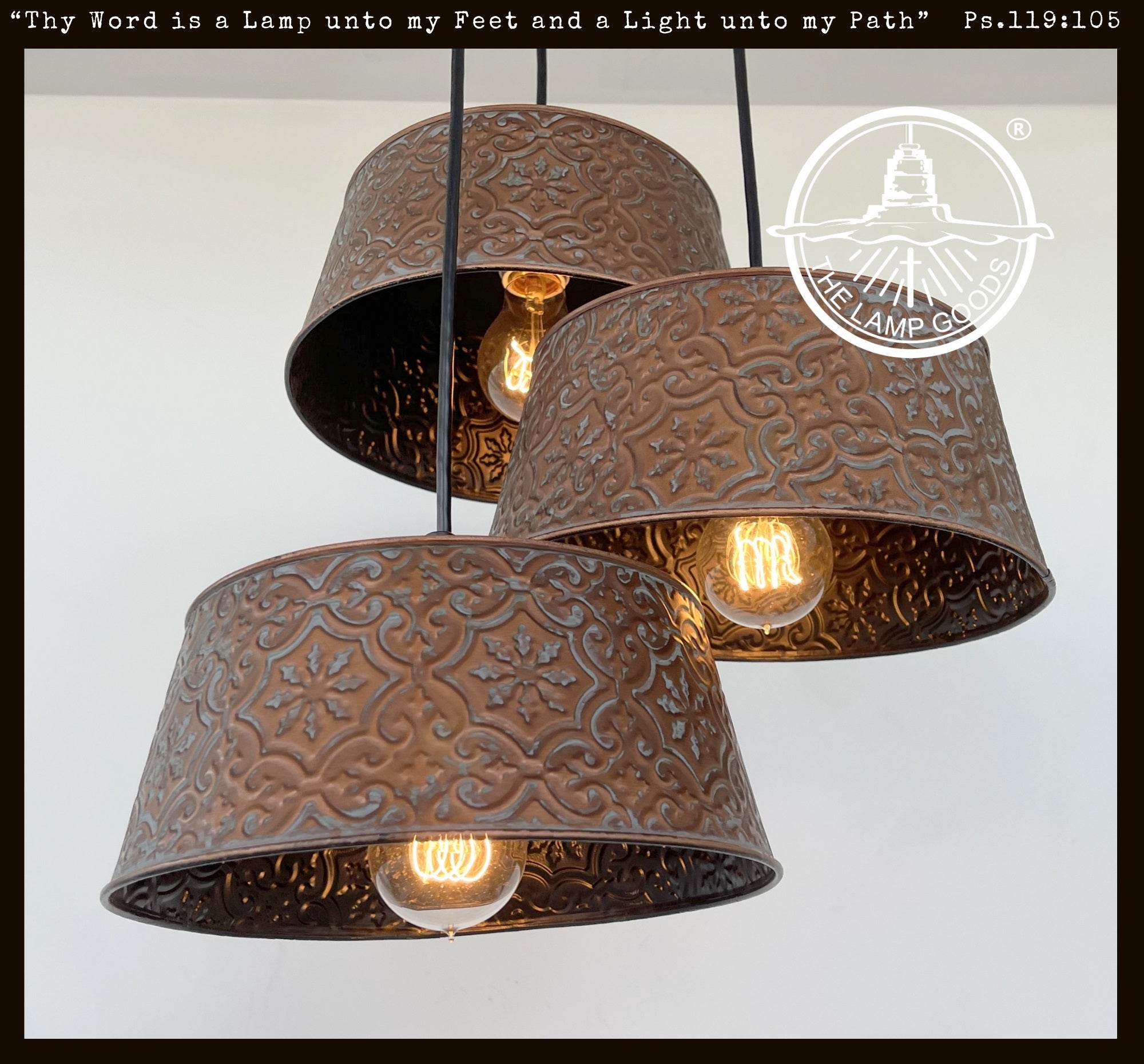 Elegant Copper Chandelier Trio Light Fixture - Vintage Style Ceiling Pendant for Dining Room, Living Room & Bedroom Decor
