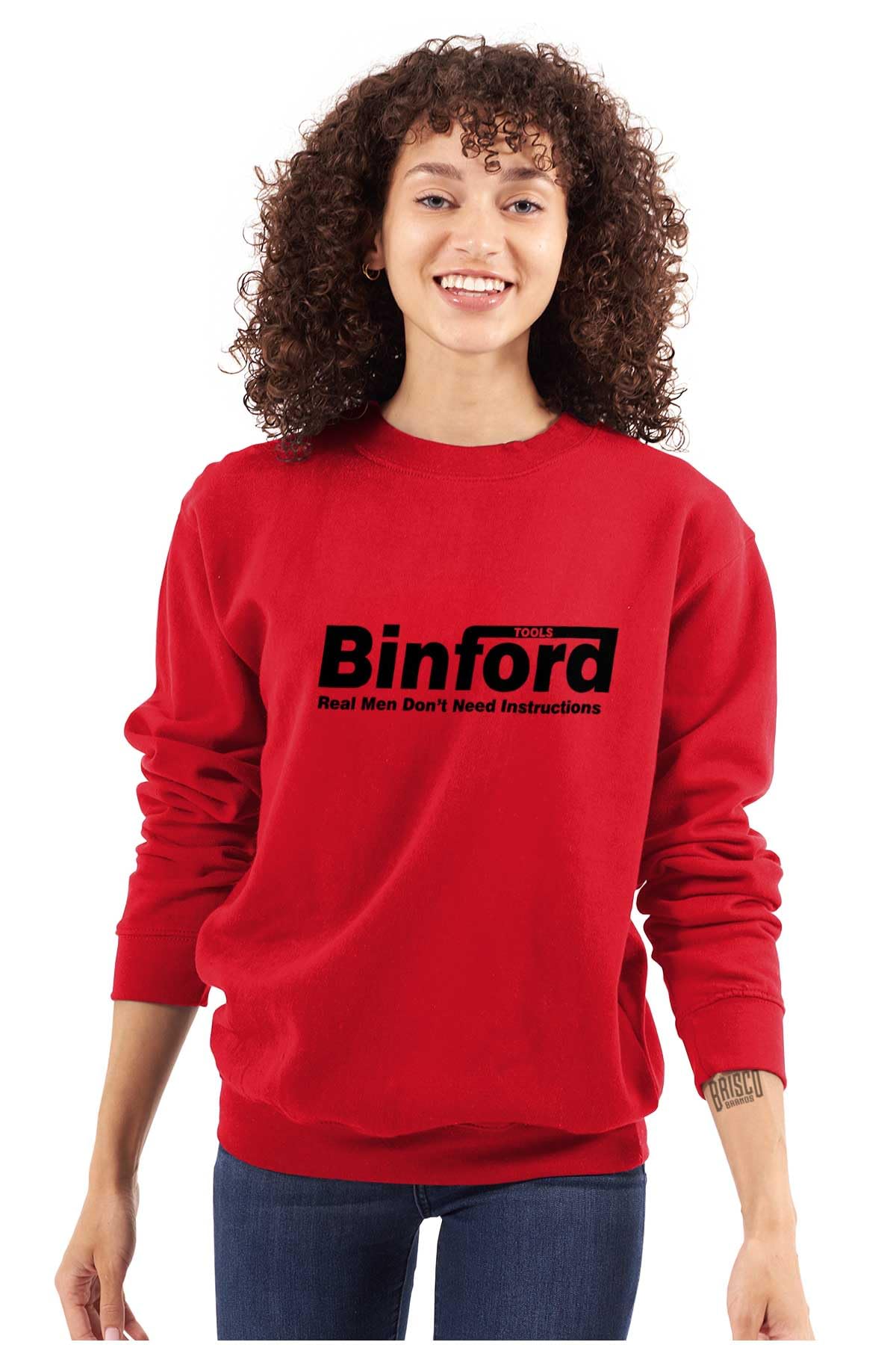 Brisco Brands Binford Tools Real Men No Instruction Sweatshirt - Unisex Pullover Hoodie for Men & Women | Perfect for DIY Projects, Construction Work & Casual Wear
