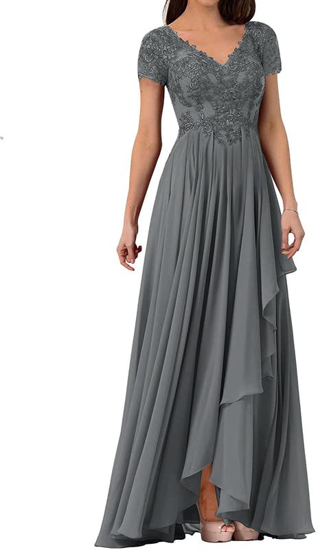 Elegant Mother of The Bride Dresses | Lace Formal Wedding Guest Gowns for Women | Chiffon Evening Dress with V-Neck | Perfect for Weddings, Parties & Special Occasions