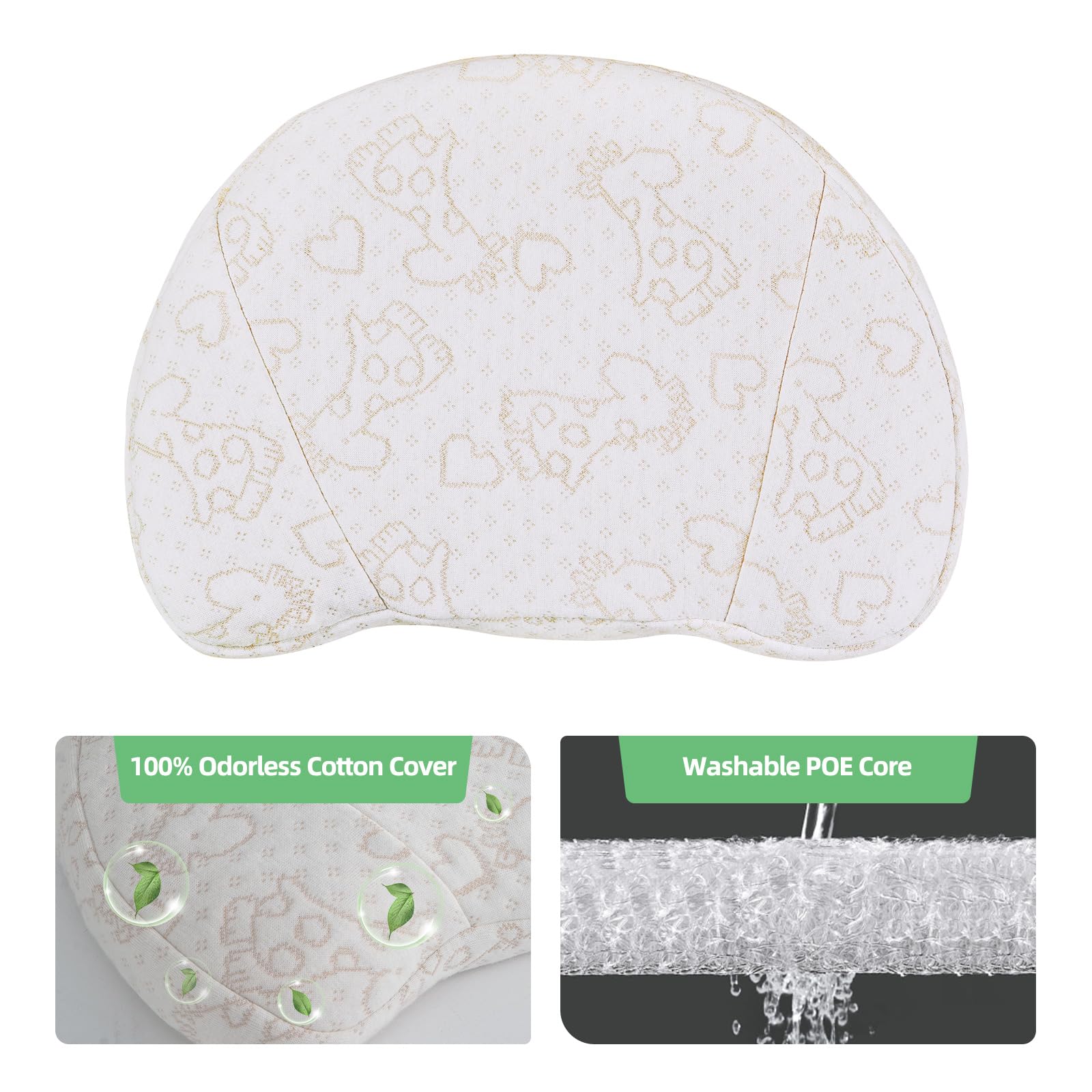 U-Shaped Kids Pillow for Toddlers - Soft White Travel & Nursery Pillow (12.2