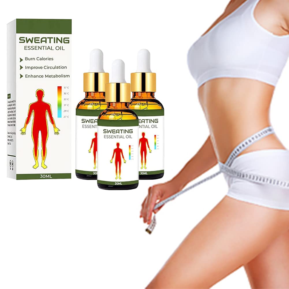 Natural Sweating Essential Oil for Weight Loss & Anti Cellulite Body Massage - Detox & Slimming Treatment for Workout & Spa - 3 Pack Set for Full Body Care