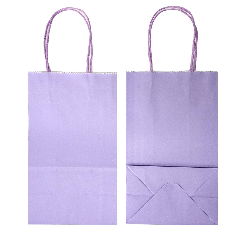 AZOWA 25-Pack Medium Kraft Paper Gift Bags with Handles - 9.8 x 7.5 x 3.9 Inches, Light Purple - Eco-Friendly Party Favor Bags for Birthday, Wedding, Baby Shower & Holiday Gifts