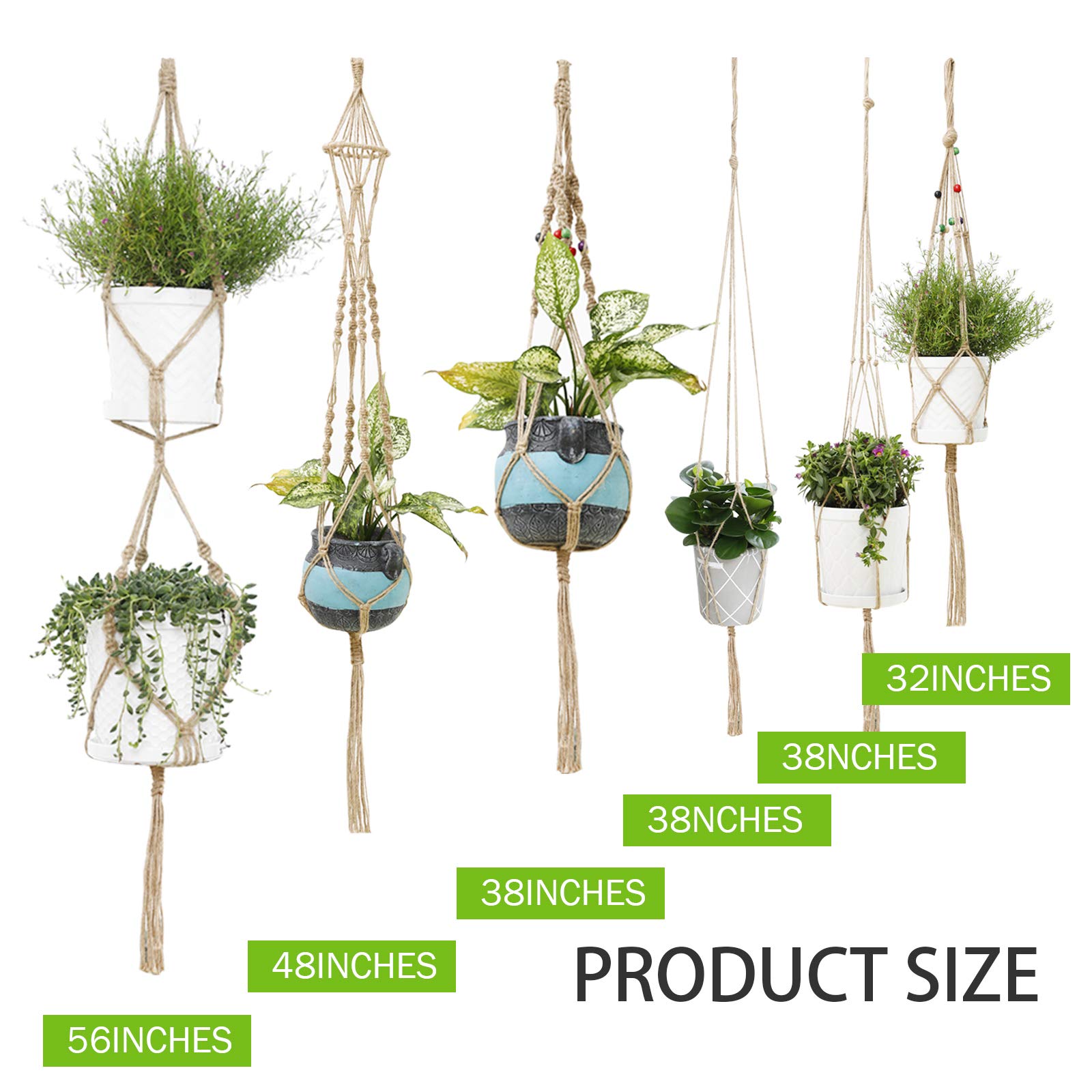 6 Pack Macrame Plant Hangers for Indoor & Outdoor Use - Boho Rope Hanging Basket with Tassels for Flower Pots, Home Decor, Garden, Patio, and Balcony (Plant Holder Stand Set)