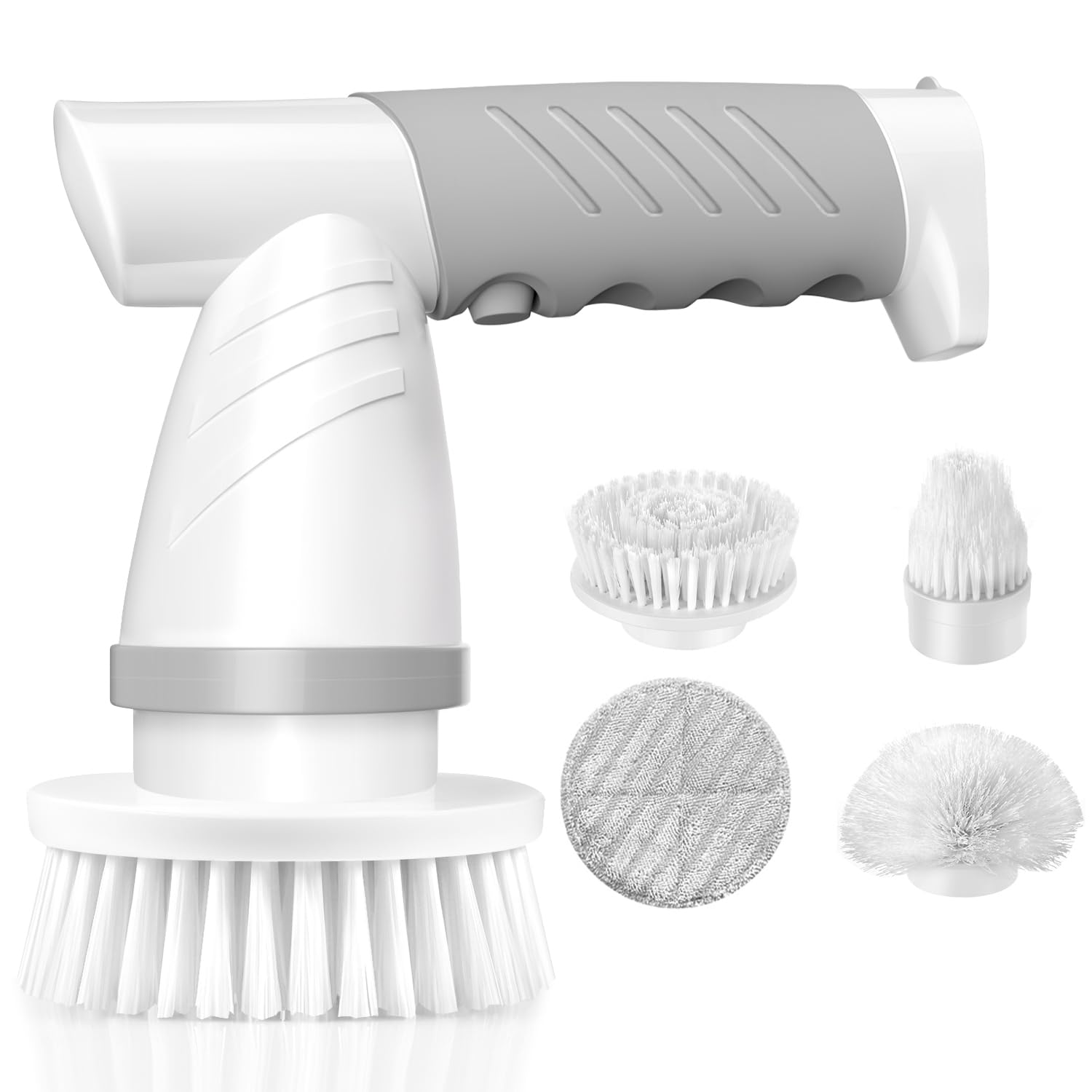 Iezfix X01 Portable Electric Spin Scrubber with 3 Brush Heads & Large Cloth Pad - Multi-Purpose Cleaning Brush Kit for Bathroom, Kitchen, Tile, Grout - Rechargeable Power Scrubber for Deep Cleaning