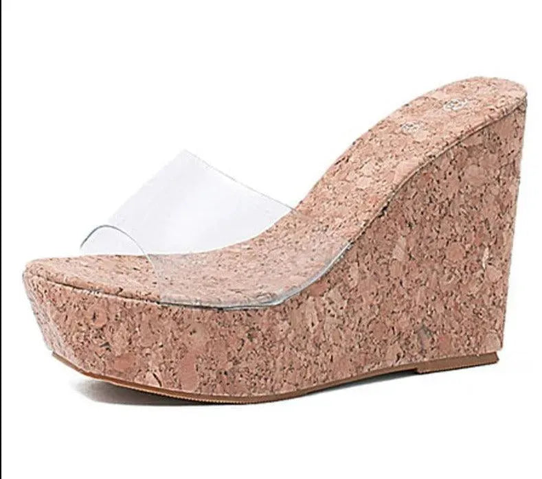 Clear PVC Wedge Sandals for Women - Comfortable Summer Beach Wedding Shoes with Non-Slip Sole | Perfect for Pool Parties, Vacations and Casual Outfits