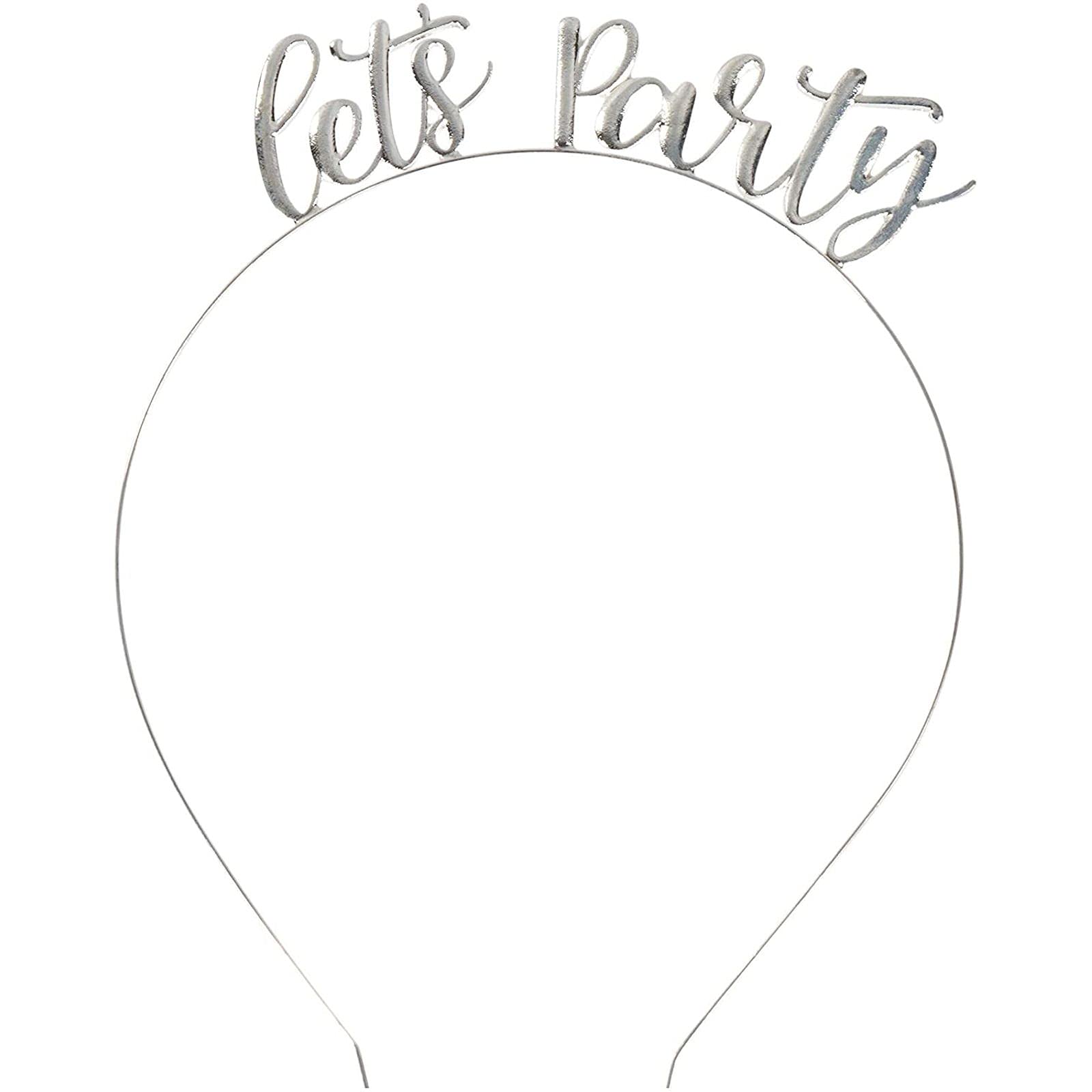 Juvale Let's Party Headbands - 6 Pack Metallic Silver Hair Accessories for Teens & Adults - Perfect for Birthday Parties, Bachelorette Events & Festivals