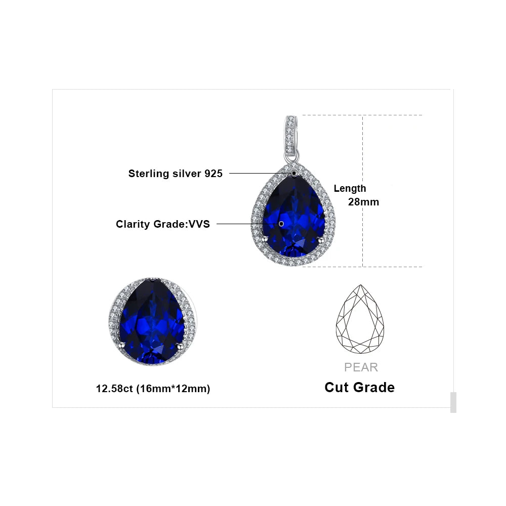 Stunning Genuine Sapphire Pendant Necklace - 925 Sterling Silver Jewelry for Women - Perfect for Weddings, Anniversaries & Special Occasions