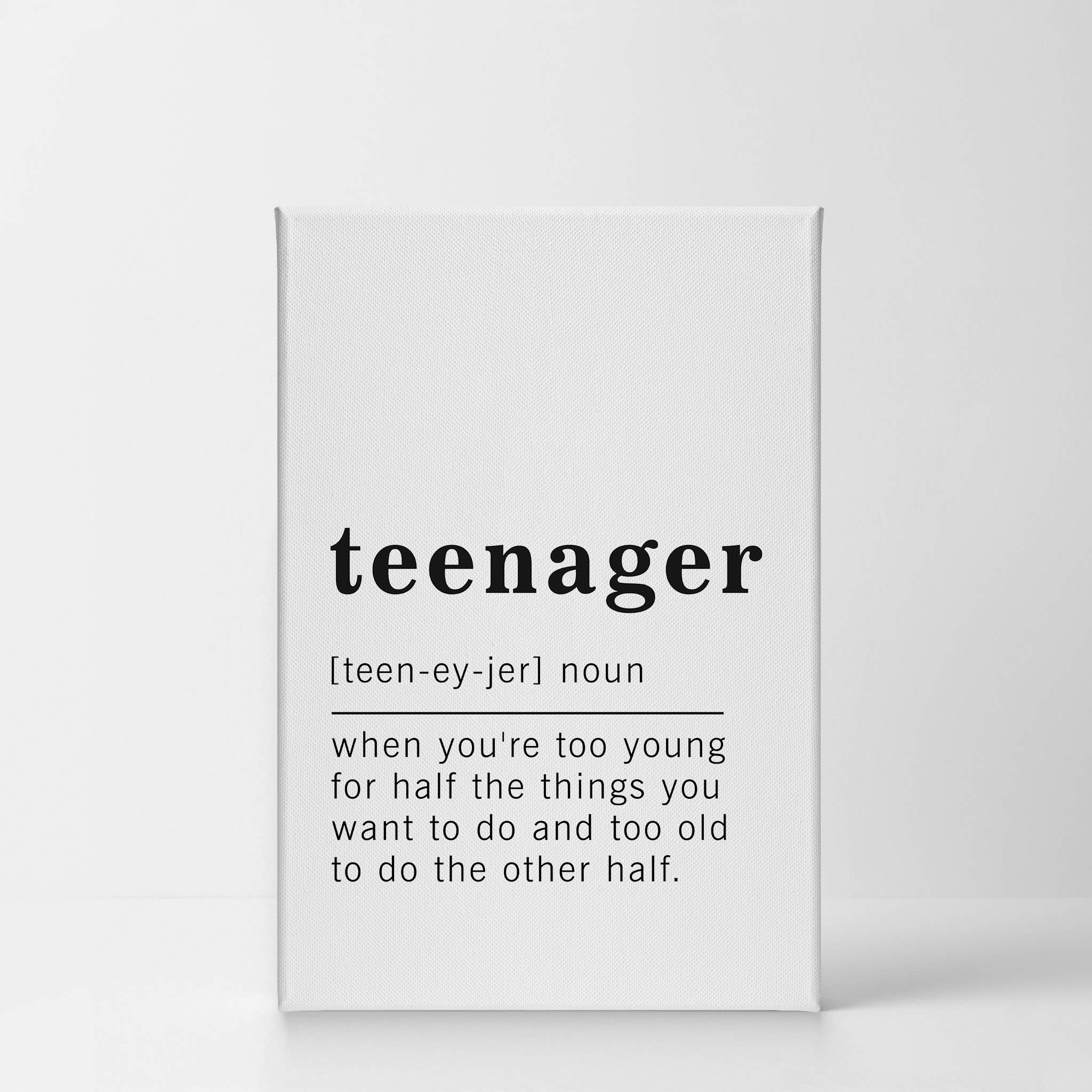 Funny Teenager Definition Dictionary Canvas Print - Inspirational Quote Wall Art for Office, Living Room, Bedroom & Bathroom - Ready to Hang Home Decor (40x30 inches, Made in USA) - Perfect Gift for Teens & College Dorm Decor