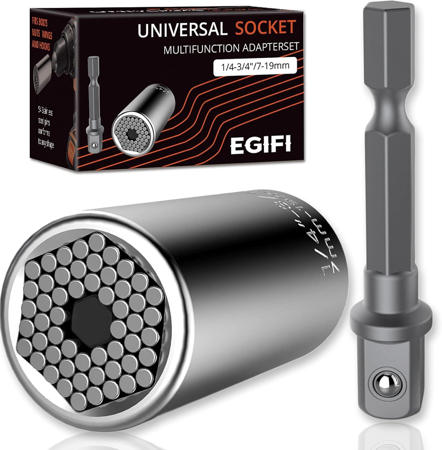 Universal Socket Wrench Set - 2PC Adjustable Mechanic Tool for Nuts, Bolts & DIY Repairs | Perfect Gift for Men, Dad, Boyfriend (Silver) | Ideal for Automotive, Home Improvement & Emergency Fixes