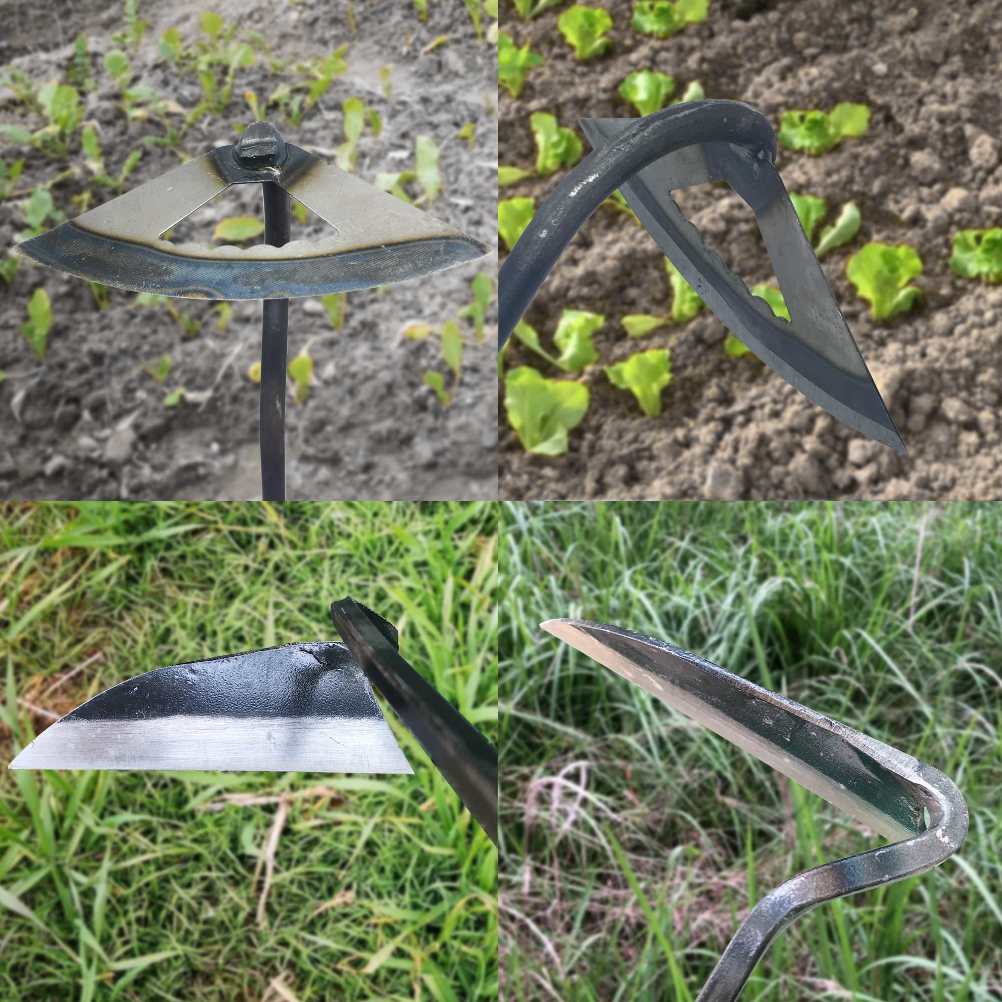 **Premium Gardening Tool Set - Heavy Duty Weeder, Garden Hoe & Weed Removal Tool with Sharp Blade - Includes Quick Weeder & Durable Gardening Gloves (Hollow Hoe + Weeding Sickle) - Perfect for Lawn Care, Flower Beds & Vegetable Gardens**