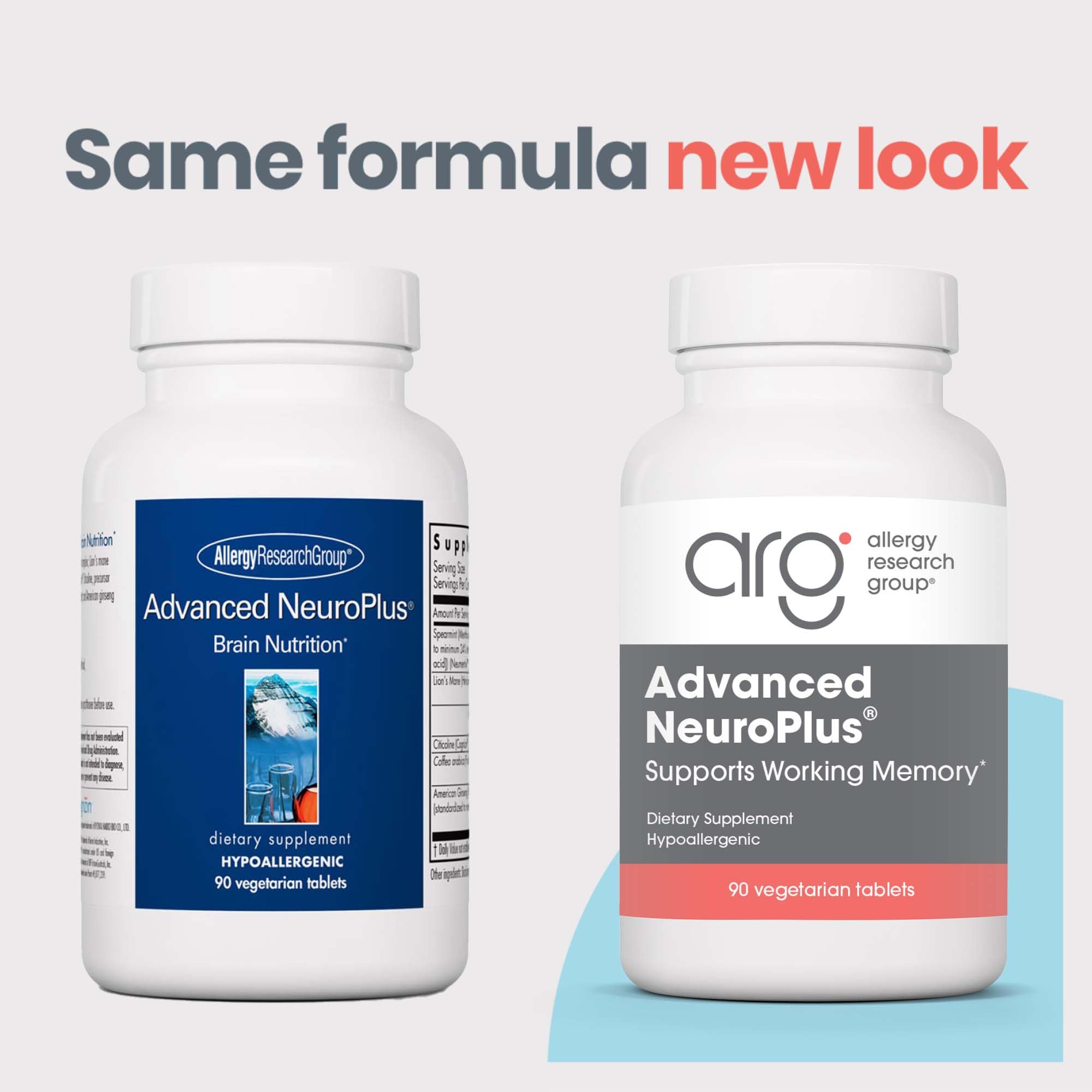 Allergy Research Group Advanced NeuroPlus Supplement - 90 Vegetarian Capsules for Memory & Focus Support, Brain Function Health with Lion's Mane | Cognitive Enhancement for Students, Professionals & Seniors