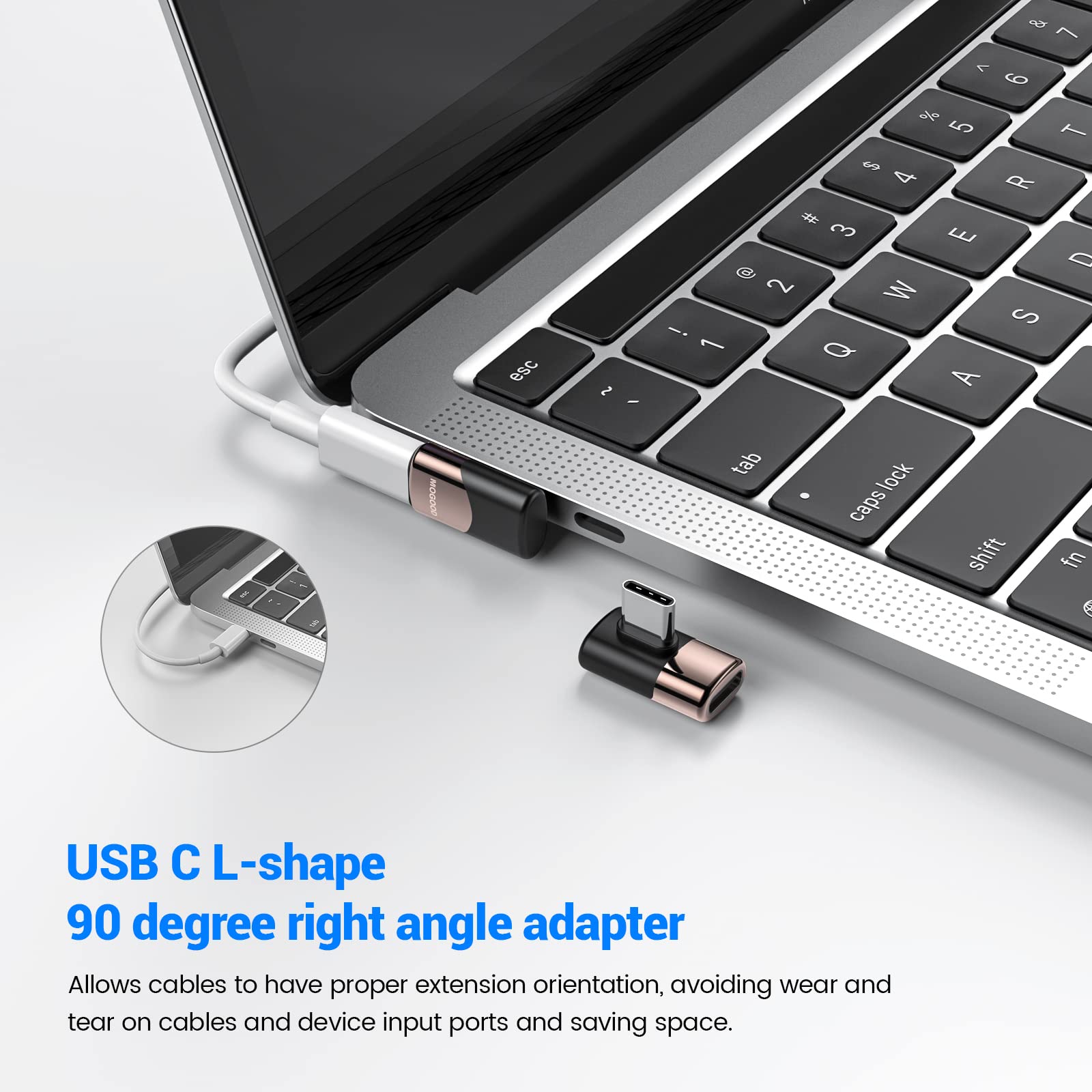 90 Degree USB C Right Angle Adapter (2 Pack) - USB C Male to Female Angled Connector for MacBook Pro, iPad Pro, Steam Deck, Nintendo Switch, Tablets & Phones | Perfect for Gaming, Charging & Data Transfer in Tight Spaces