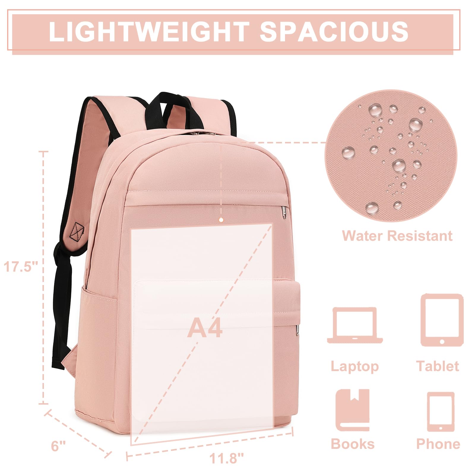 Bluboon Durable School Backpack for Kids & Teens - Lightweight Laptop Bookbag for Girls & Women - Perfect for School, College, Travel & Work Commute