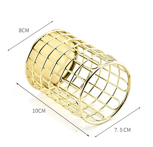 Gold Metal Pen Holder & Pencil Organizer - 2-Pack Decorative Wire Desk Storage for Stationery, Office & School Supplies - Perfect for Home Office, Study Desk & Workspace Organization