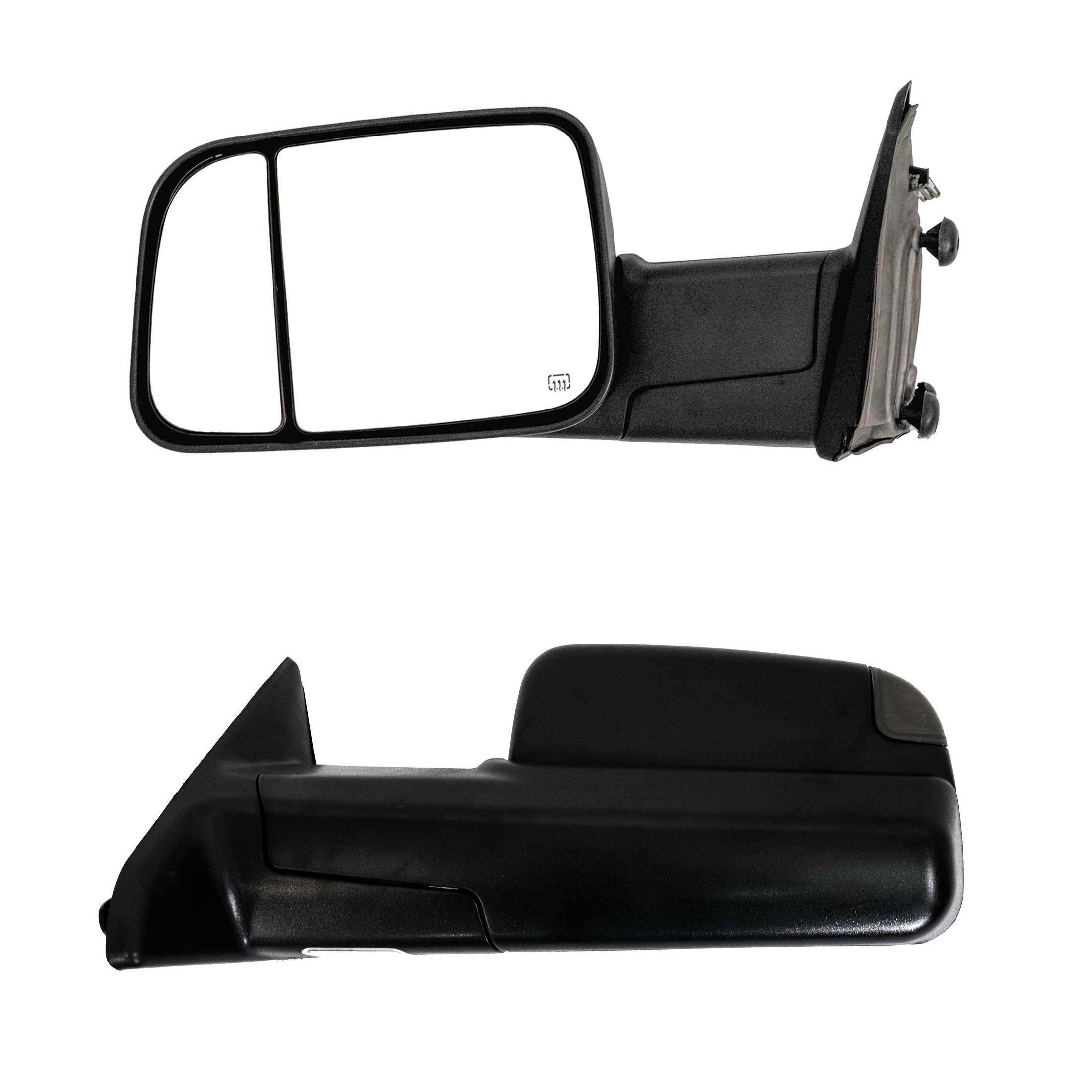 Paragon Towing Mirrors for 2010-2018 Dodge Ram 1500/2500/3500 - Power Glass, Heated, Turn Signals, Puddle Light, Temperature Sensor - Black Pair Set | Perfect for Heavy-Duty Towing, Off-Roading & Night Driving