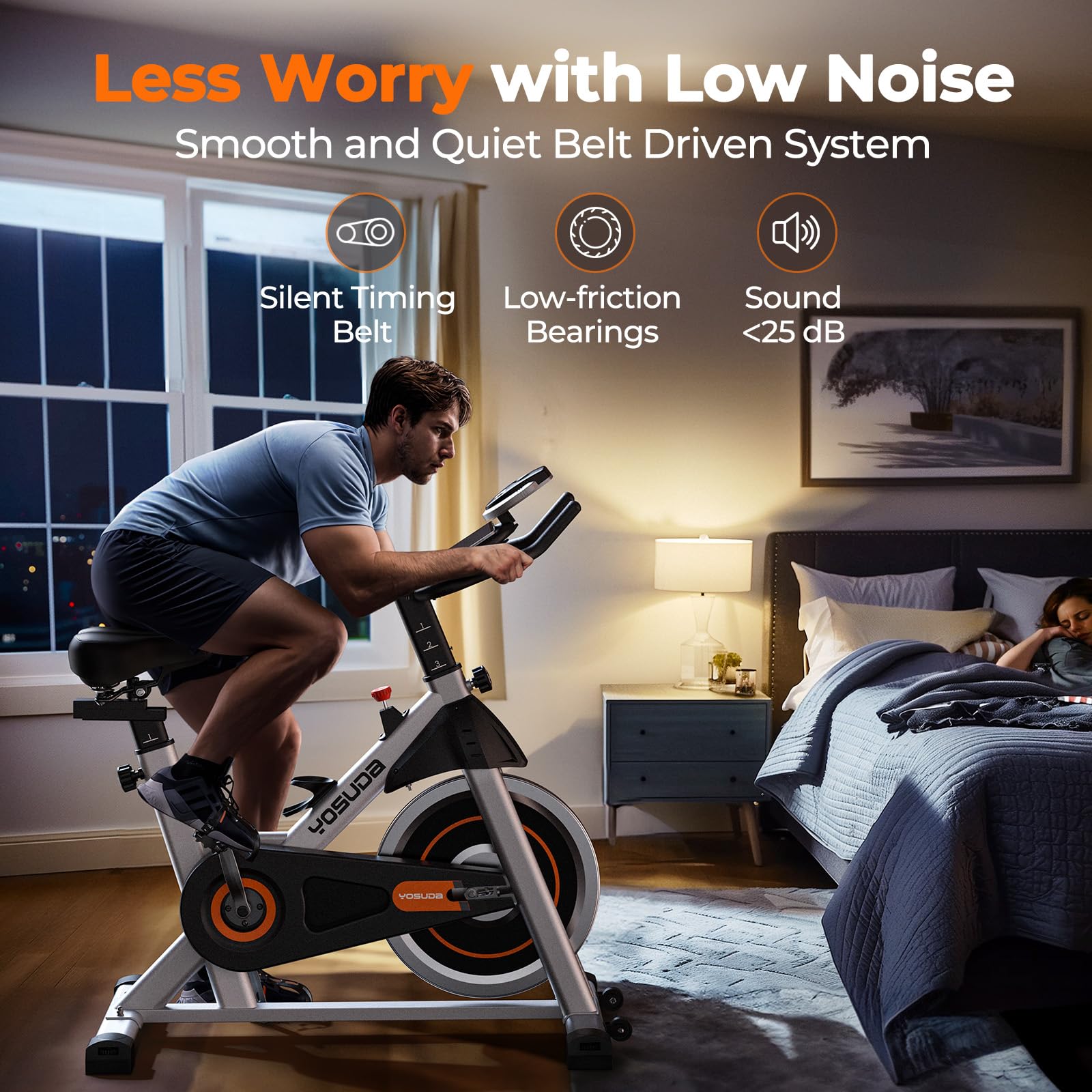 YOSUDA Magnetic Indoor Cycling Bike with Tablet Holder & Comfortable Seat Cushion - Quiet Brake System for Home Gym Workouts - Perfect for Cardio, Weight Loss & Indoor Training