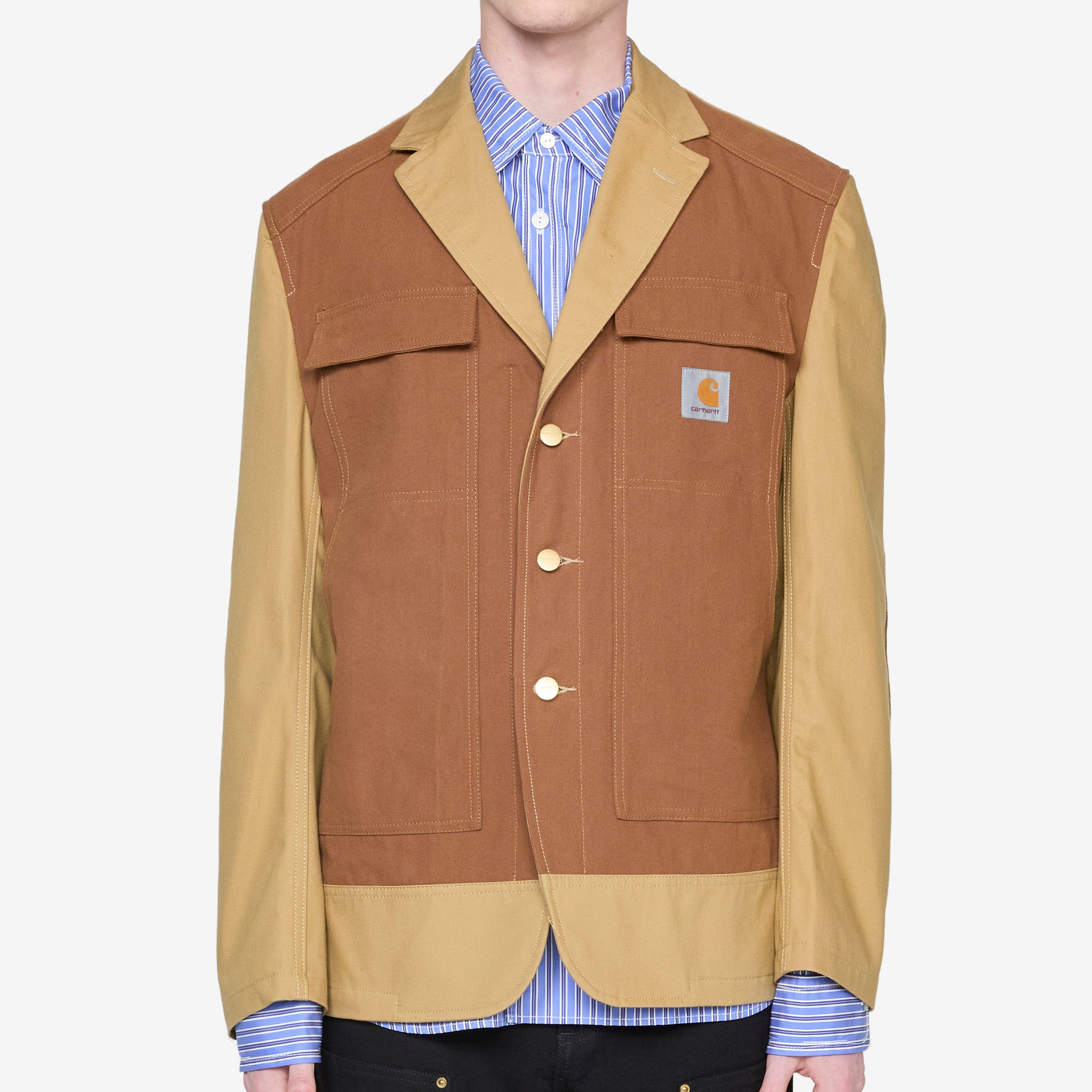 Carhartt Men's Cotton Canvas Duck Jacket - Beige & Brown Workwear | Durable Outdoor Jacket for Construction, Farming & Heavy Duty Work