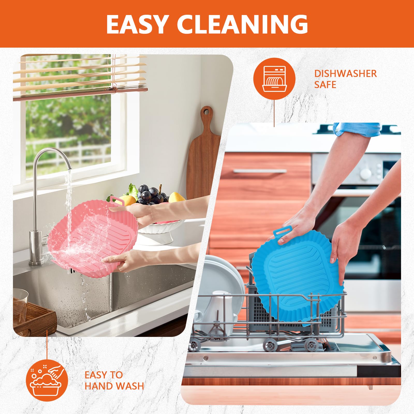 2-Pack Reusable Silicone Air Fryer Liners - Non-Stick Square Baking Mats, Oven Safe & Dishwasher Safe, Food Grade BPA-Free - Perfect for Air Fryers, Ovens & Toaster Ovens - Healthy Alternative to Parchment Paper