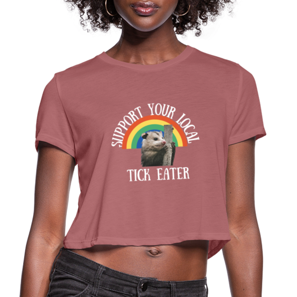 Opossum Support Women's Cropped T-Shirt | Funny Animal Lover Tee | Casual Streetwear & Summer Outfit Essential