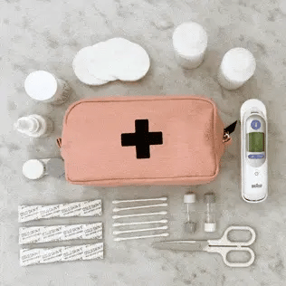 First Aid Organizing Pouch - Compact Medical Supply Case for Emergencies, Travel & Home Use - Pink/Blush Color
