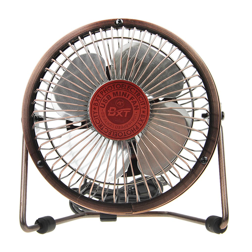 360° Rotating USB Desk Fan - Ultra Quiet & Lightweight for PC/Laptop - Bronze