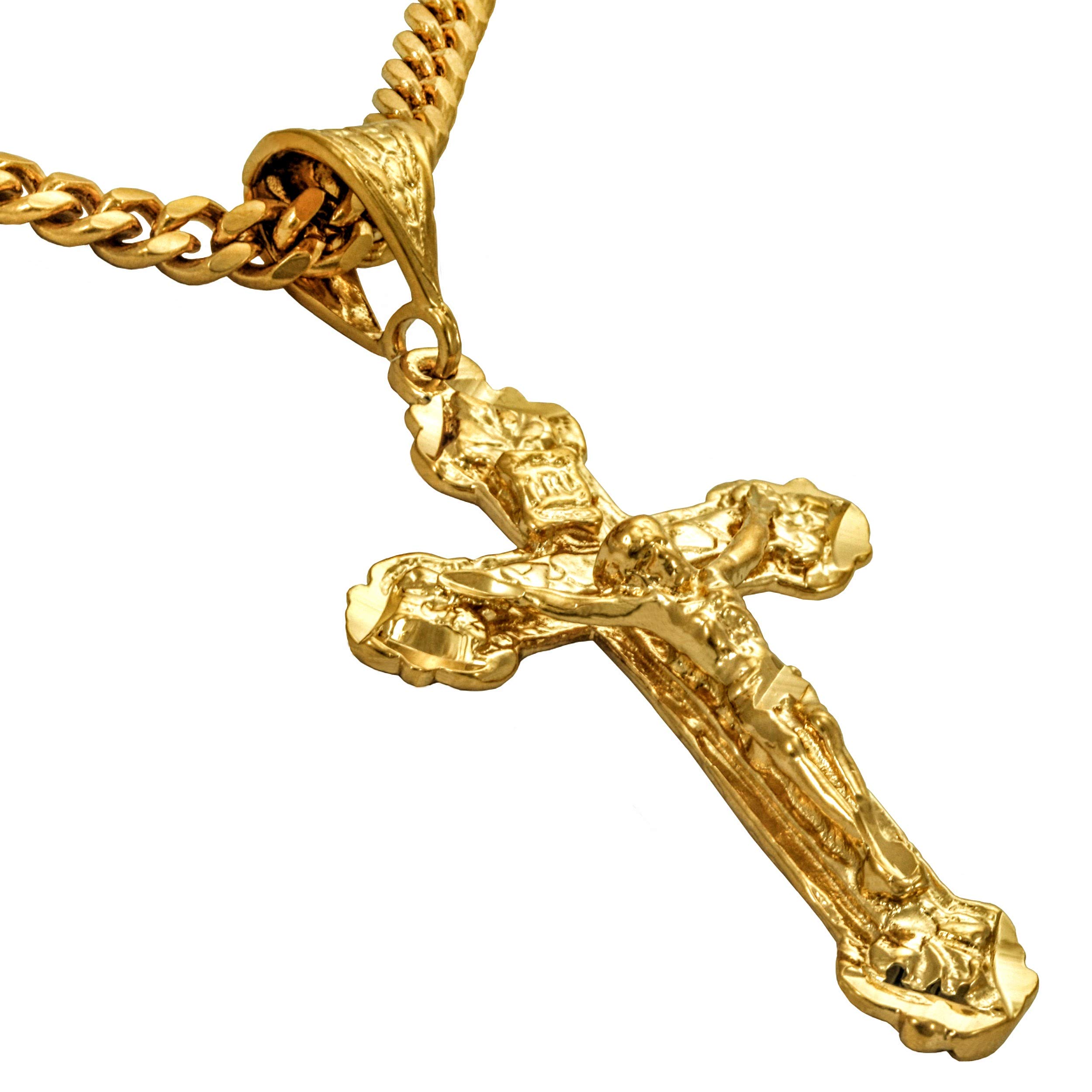 LIFETIME JEWELRY 24K Gold Plated Crucifix Cross Necklace for Women & Men - Perfect for Gifts, Weddings & Religious Occasions