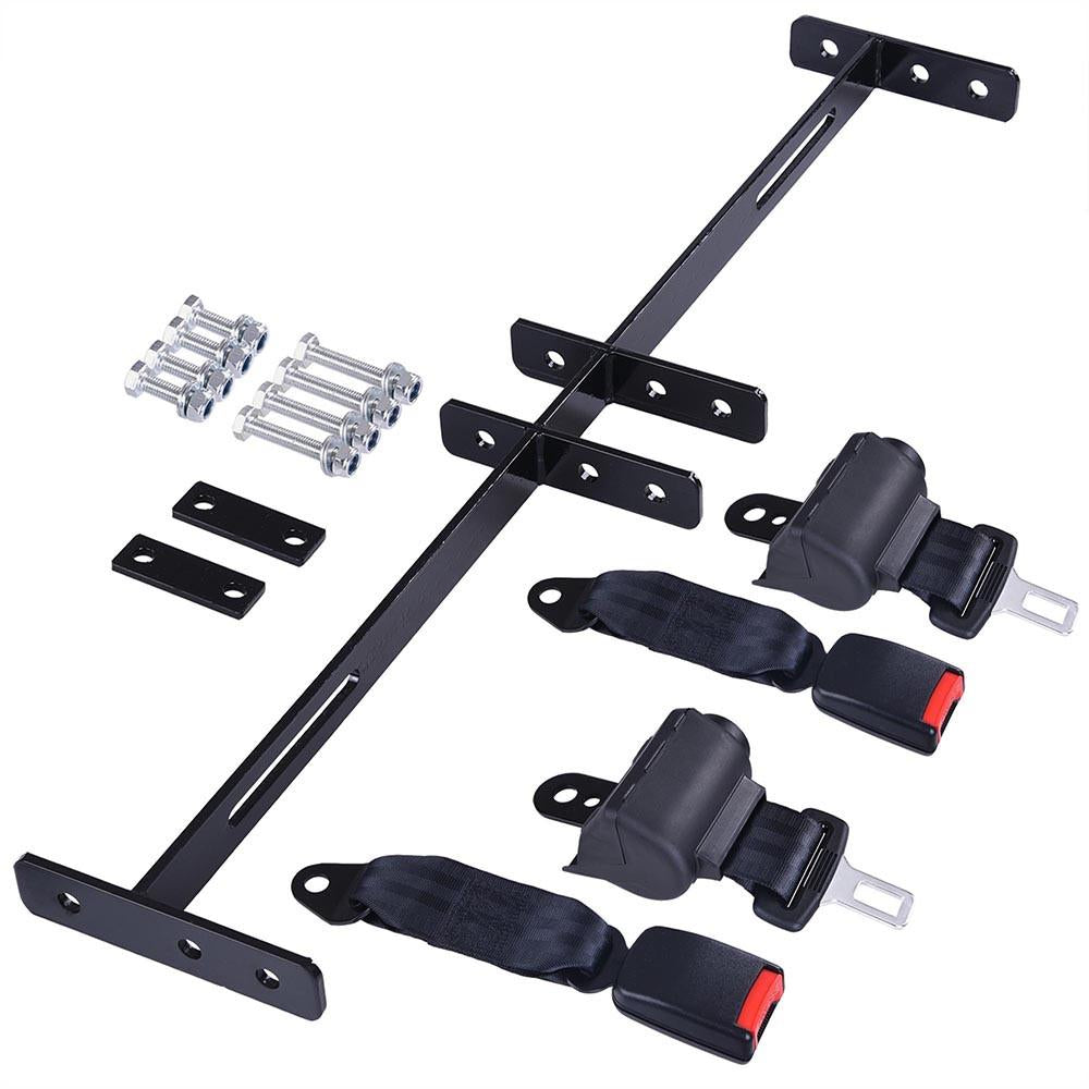 Universal Golf Cart Retractable 2 Seat Belts Bracket Kit - Heavy Duty Safety Harness for Golf Carts & Utility Vehicles - Perfect for Golf Courses, Campuses & Retirement Communities