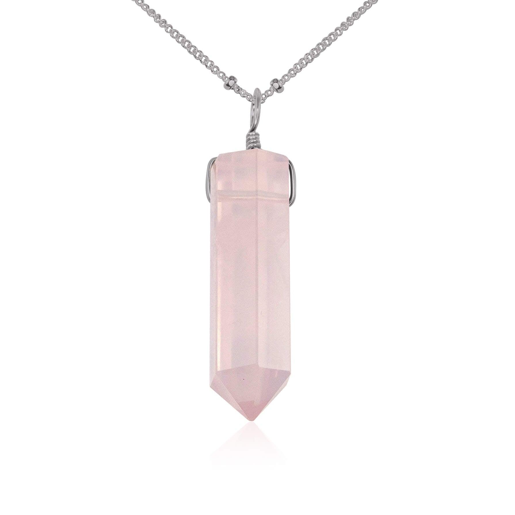 Rose Quartz Crystal Pendant Necklace - Healing Gemstone Jewelry for Women, Chakra Balancing & Positive Energy | Perfect for Meditation, Yoga & Spiritual Gifts