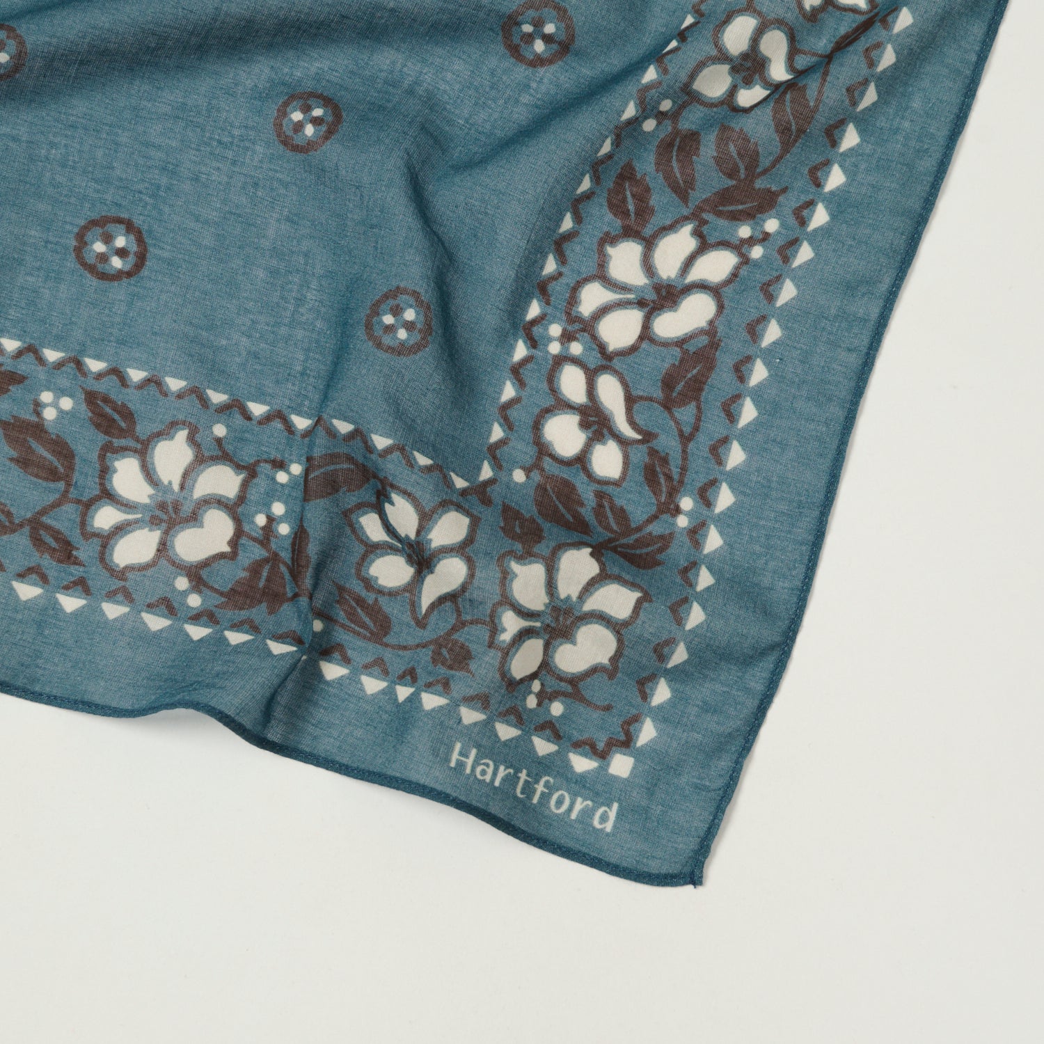 Hartford Hibiscus Bandana - Denim Blue Floral Print Cotton Scarf for Women - Perfect for Outdoor Activities, Music Festivals, and Casual Fashion Accessories