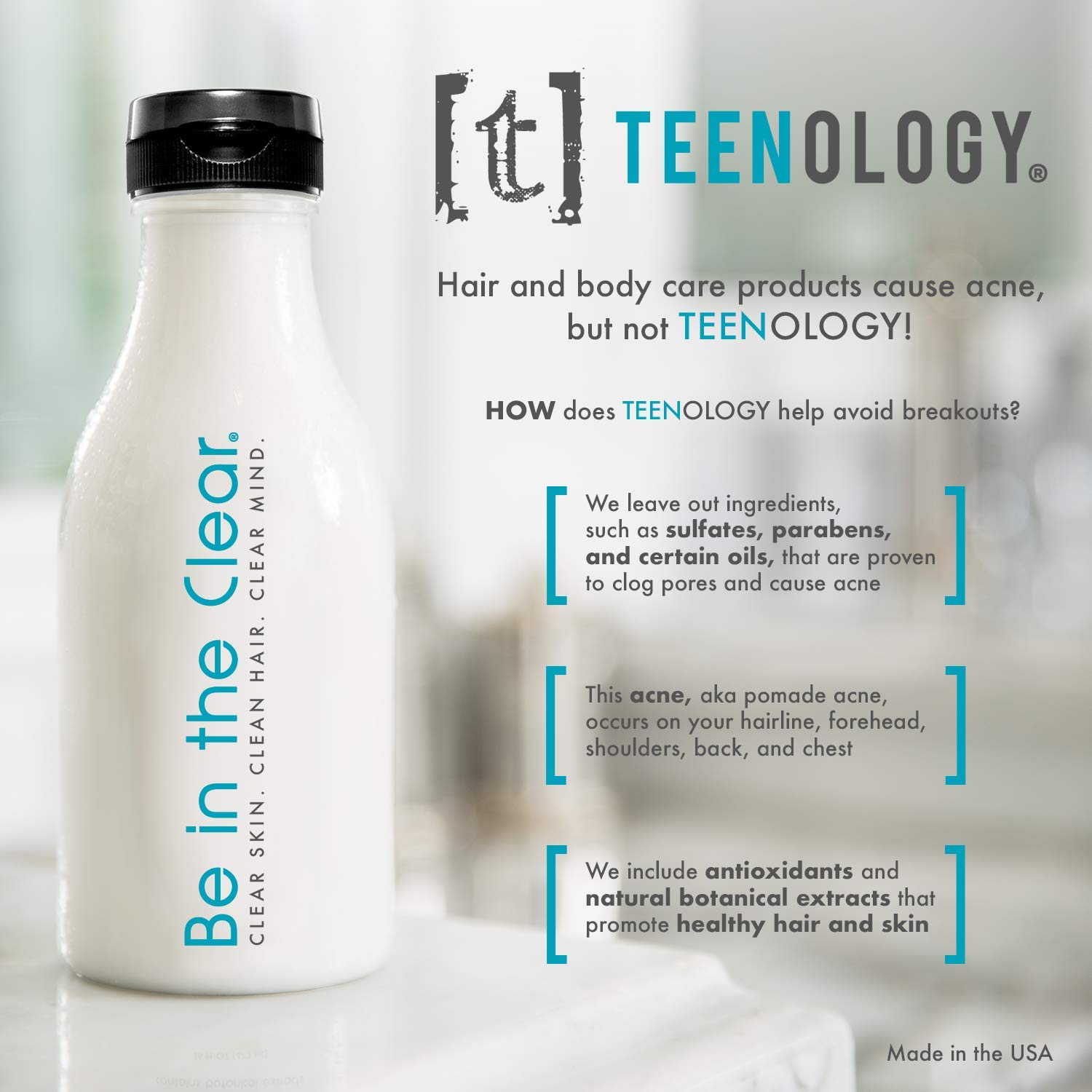 Teenology Body Wash for Teens - Sulfate & Paraben Free Acne Treatment with Natural Botanical Extracts, Tropical Orange Scent - Gentle Cleanser for Teen Skin Care & Daily Shower Routine