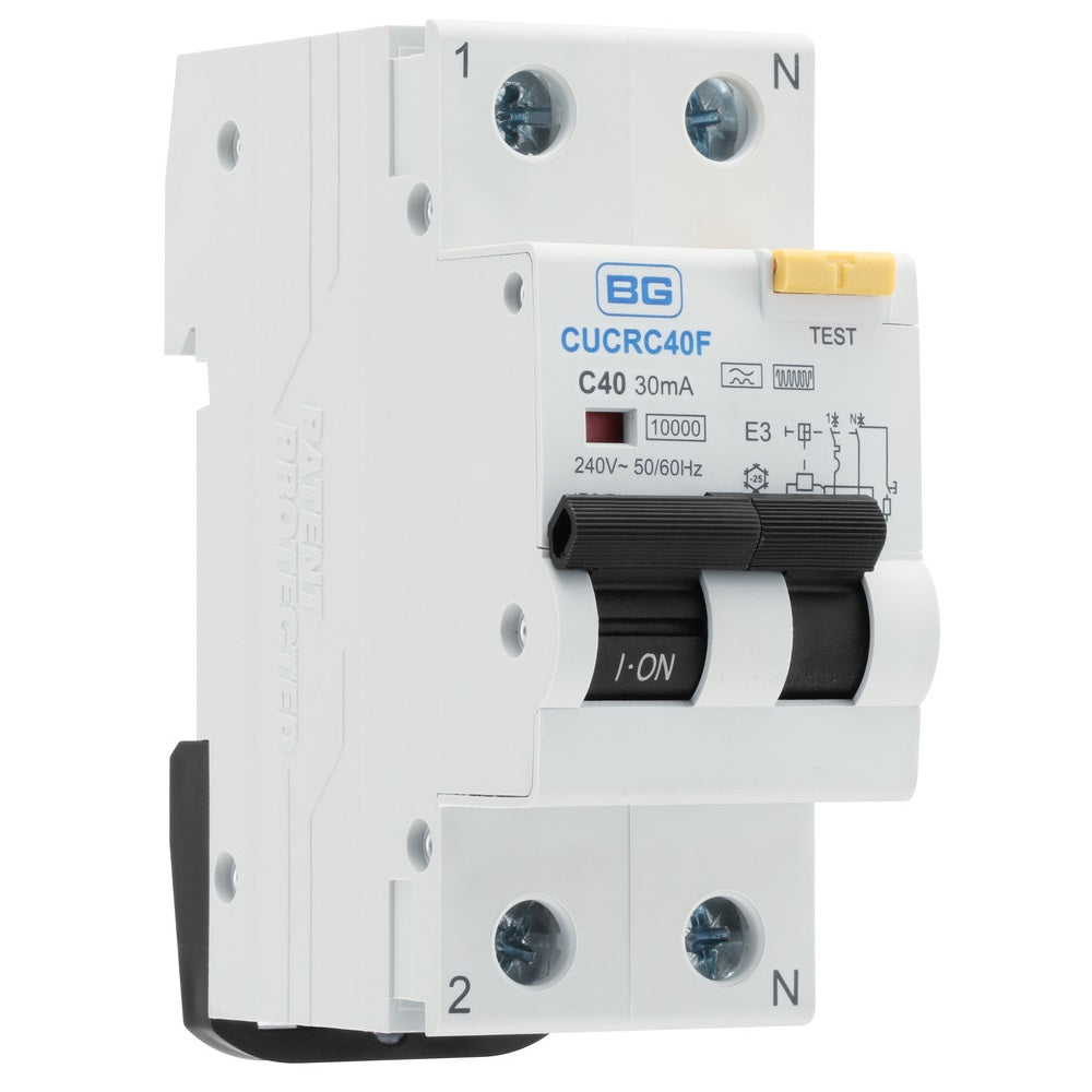 BG Fortress Type F 40A Double Pole C Curve RCBO Circuit Breaker - for Home, Office & Industrial Electrical Safety Protection