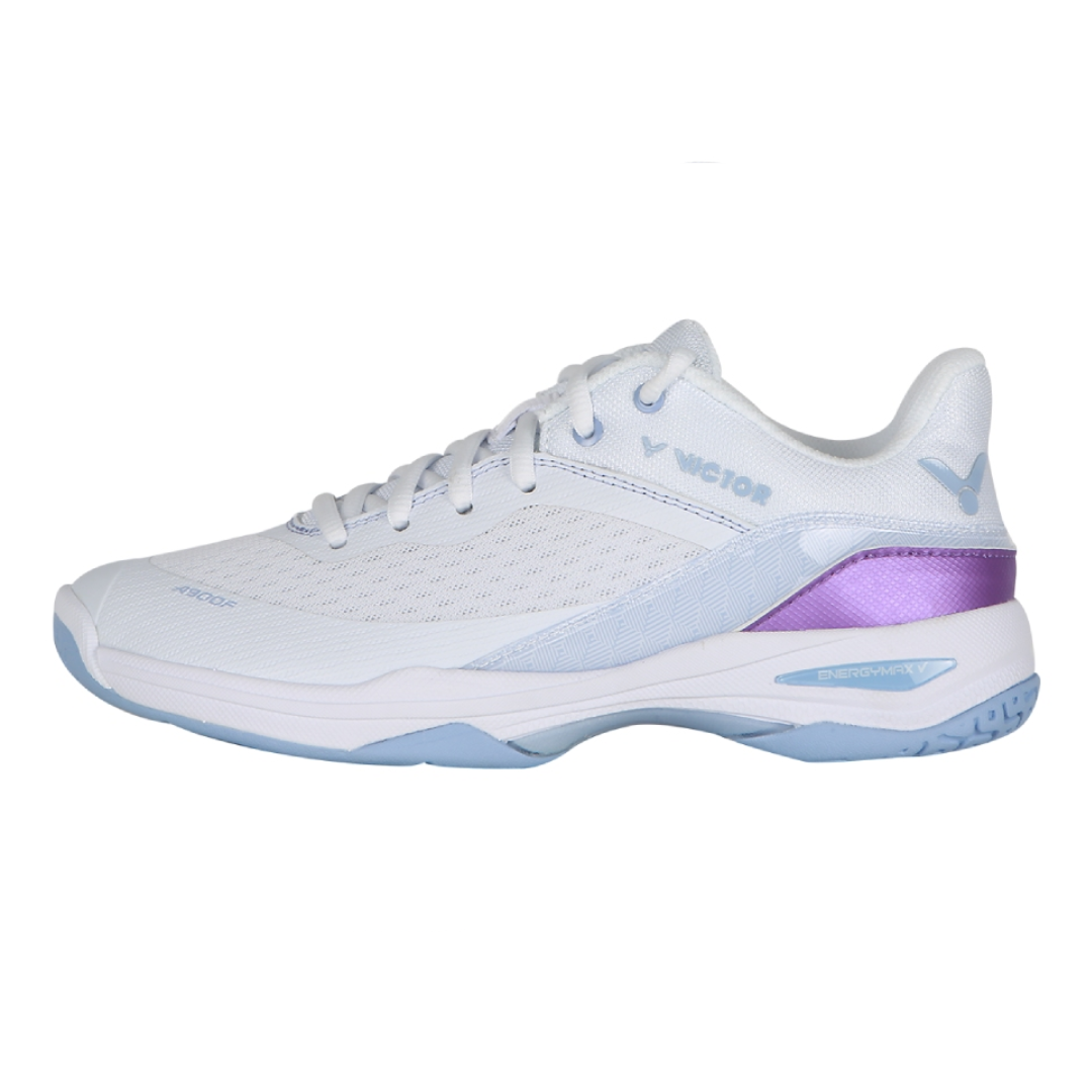 Victor A900F AJ Badminton Shoes for Women - Lightweight Non-Slip Court Shoes with Cushioning - Pearly White & Purple - Perfect for Badminton, Tennis & Indoor Sports