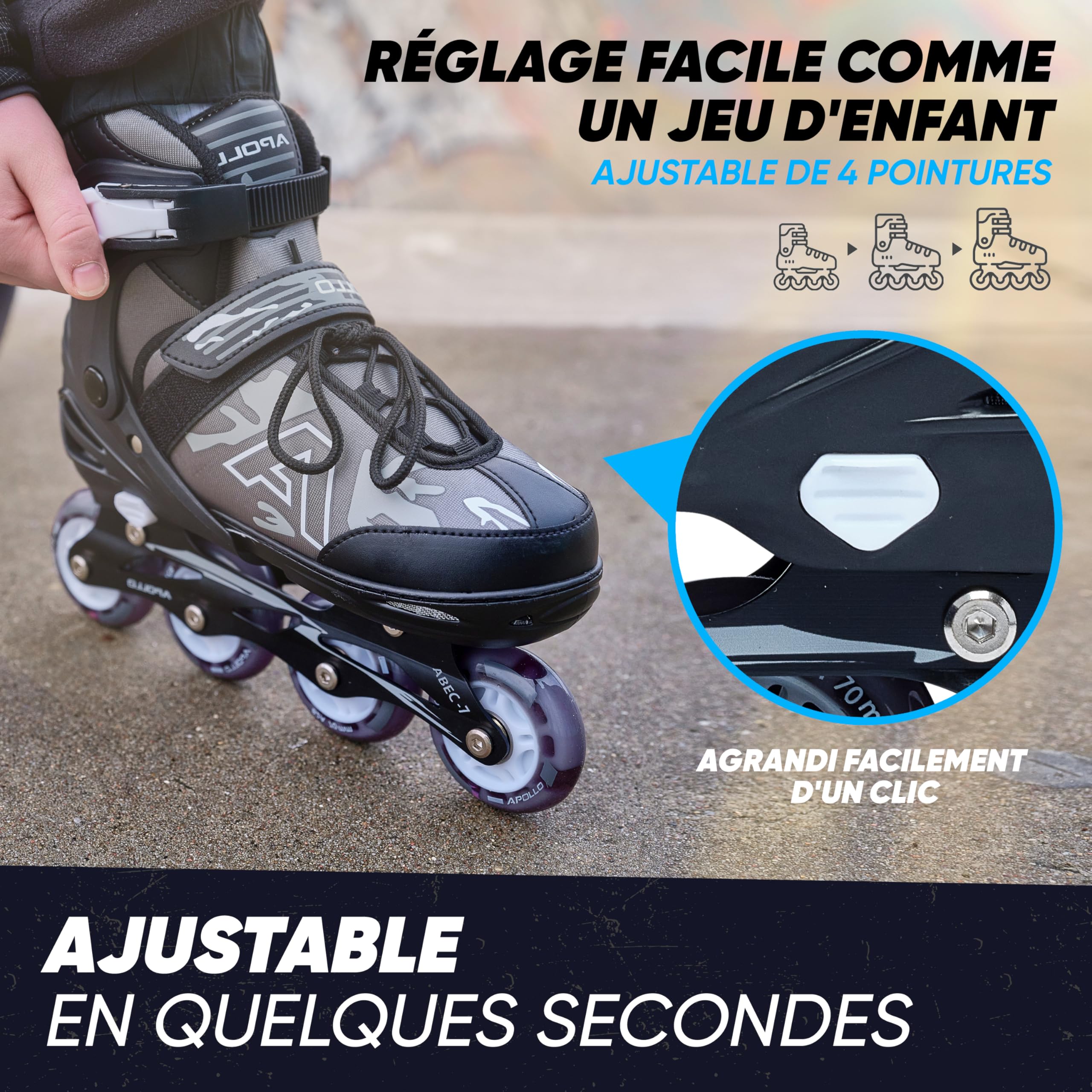 Champion Adjustable Size Roller Skates for Adults & Kids - LED Wheel Inline Skates for Men, Women, Boys & Girls (Size 31-42) | High-Quality Quad Skates for Indoor & Outdoor Fun, Fitness & Family Bonding