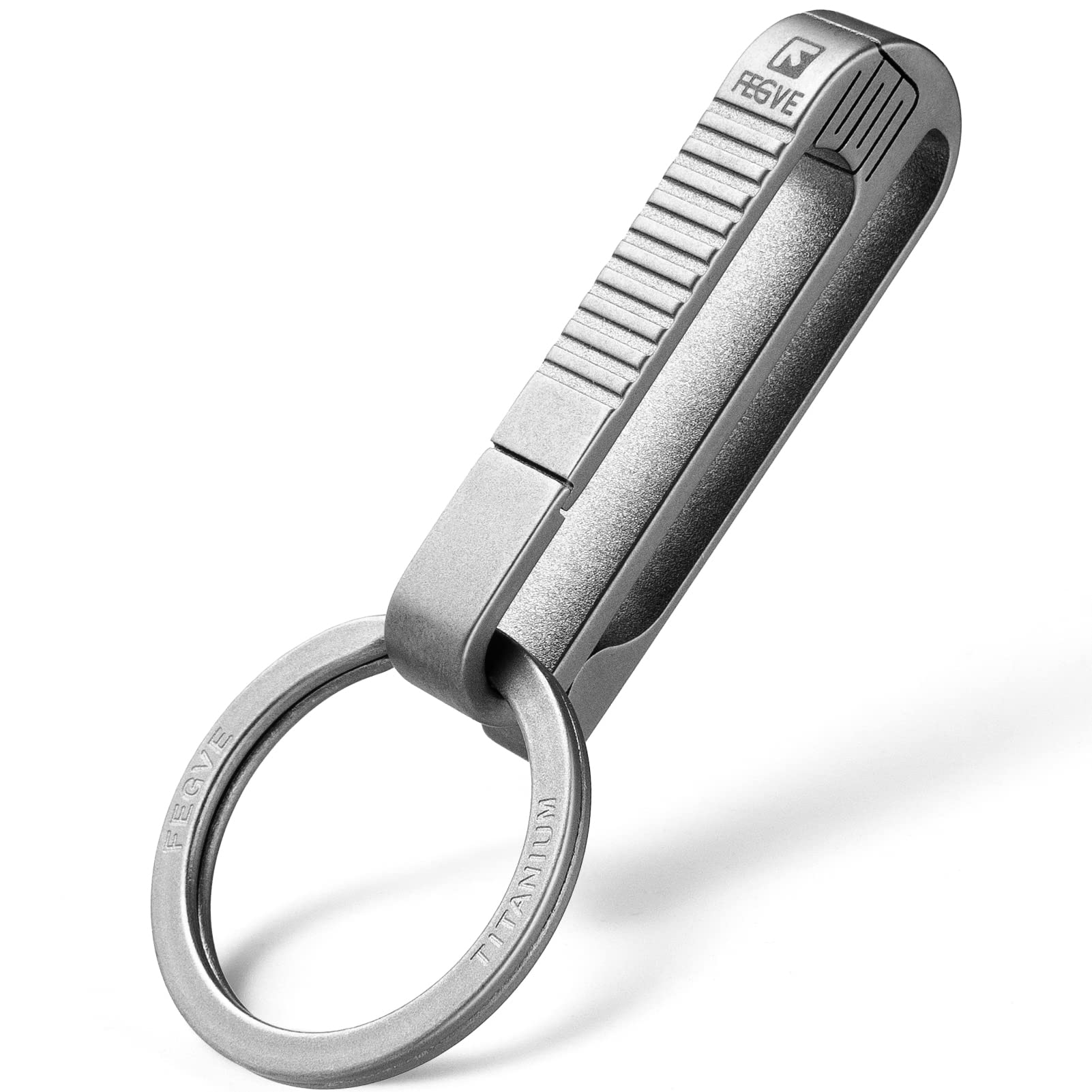 FEGVE Titanium Belt Key Holder - Durable Key Clip with Keyring for Men & Dad | Perfect for Everyday Carry, Outdoor Adventures & Gifts